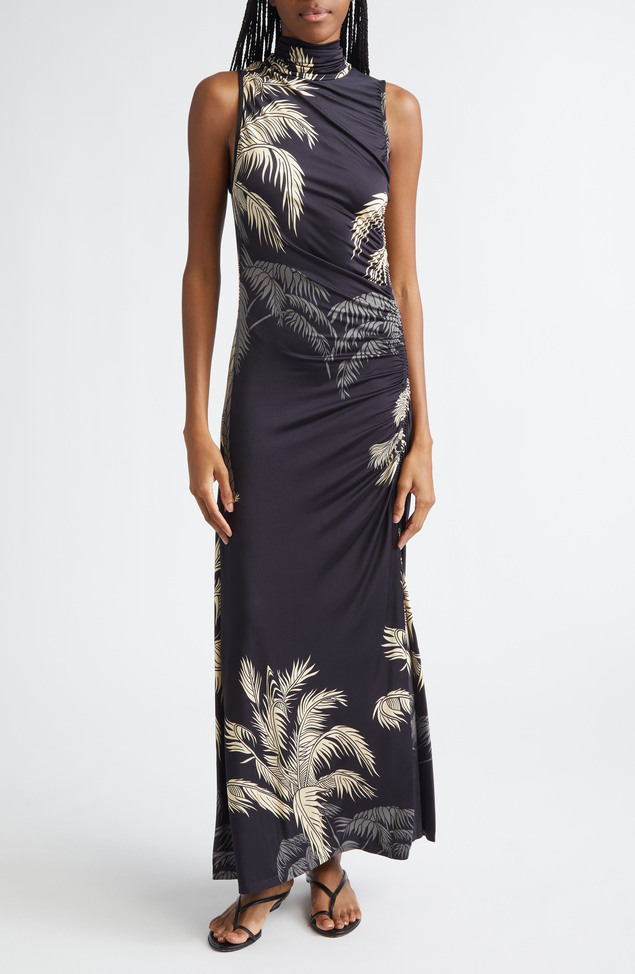 Johanna Ortiz Moon Goddess Sleeveless Jersey Maxi Dress in Black /Ecru at Nordstrom - 1