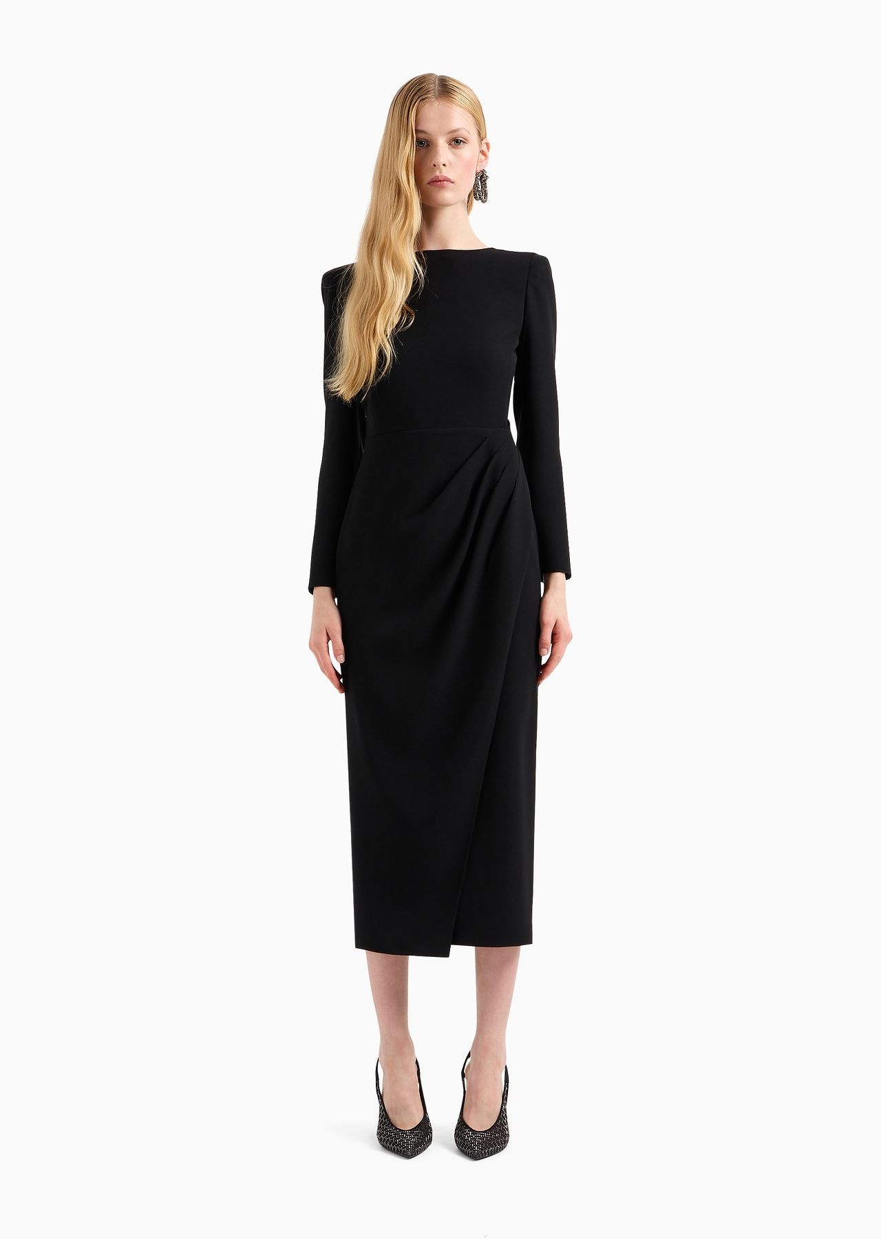 Techno cady midi dress with side draping - 2