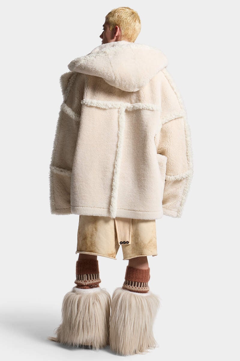 SHEARLING DUFFLE COAT - 4