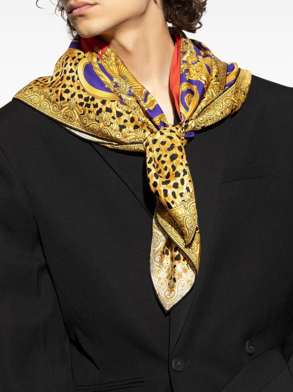 baroque leopard print scarf - 3