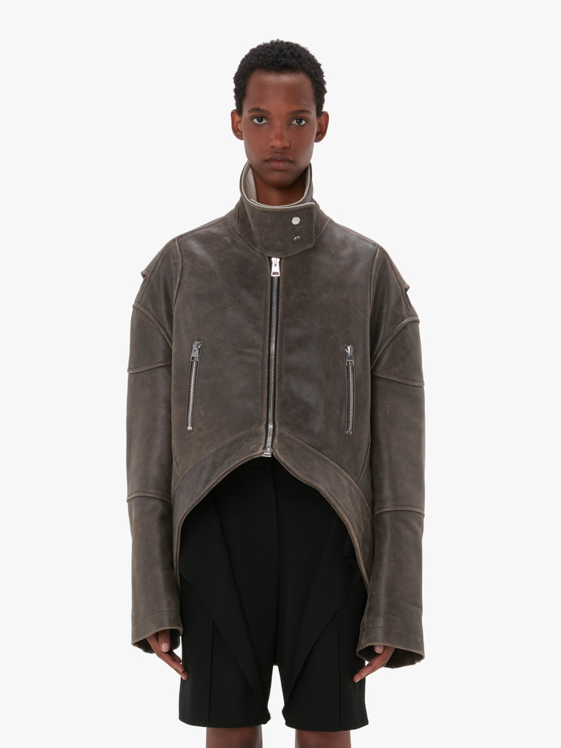 JW Anderson CURVED LEATHER HEM HIGH NECK JACKET outlook