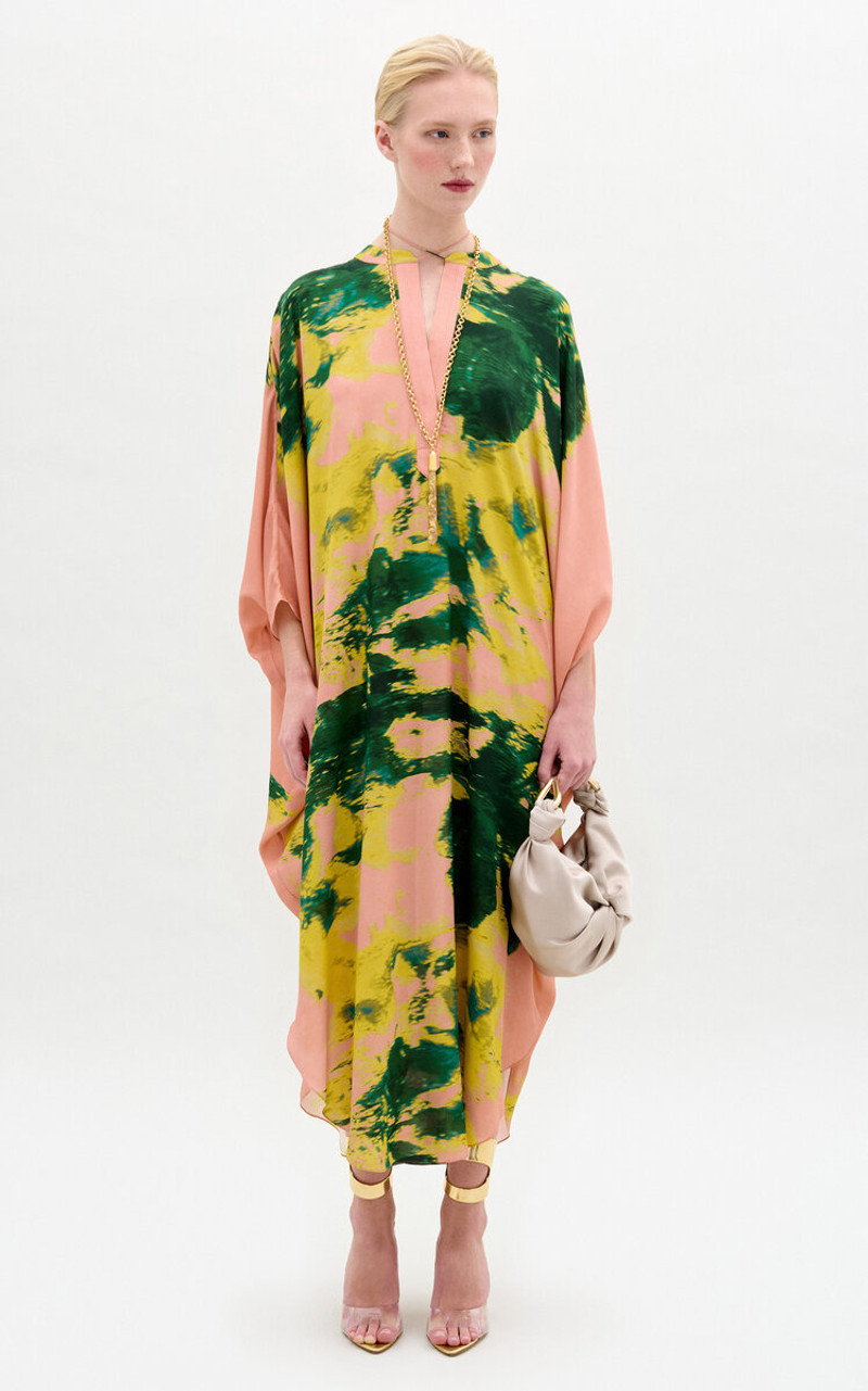 SILVIA TCHERASSI Elea Silk Caftan Midi Dress multi outlook