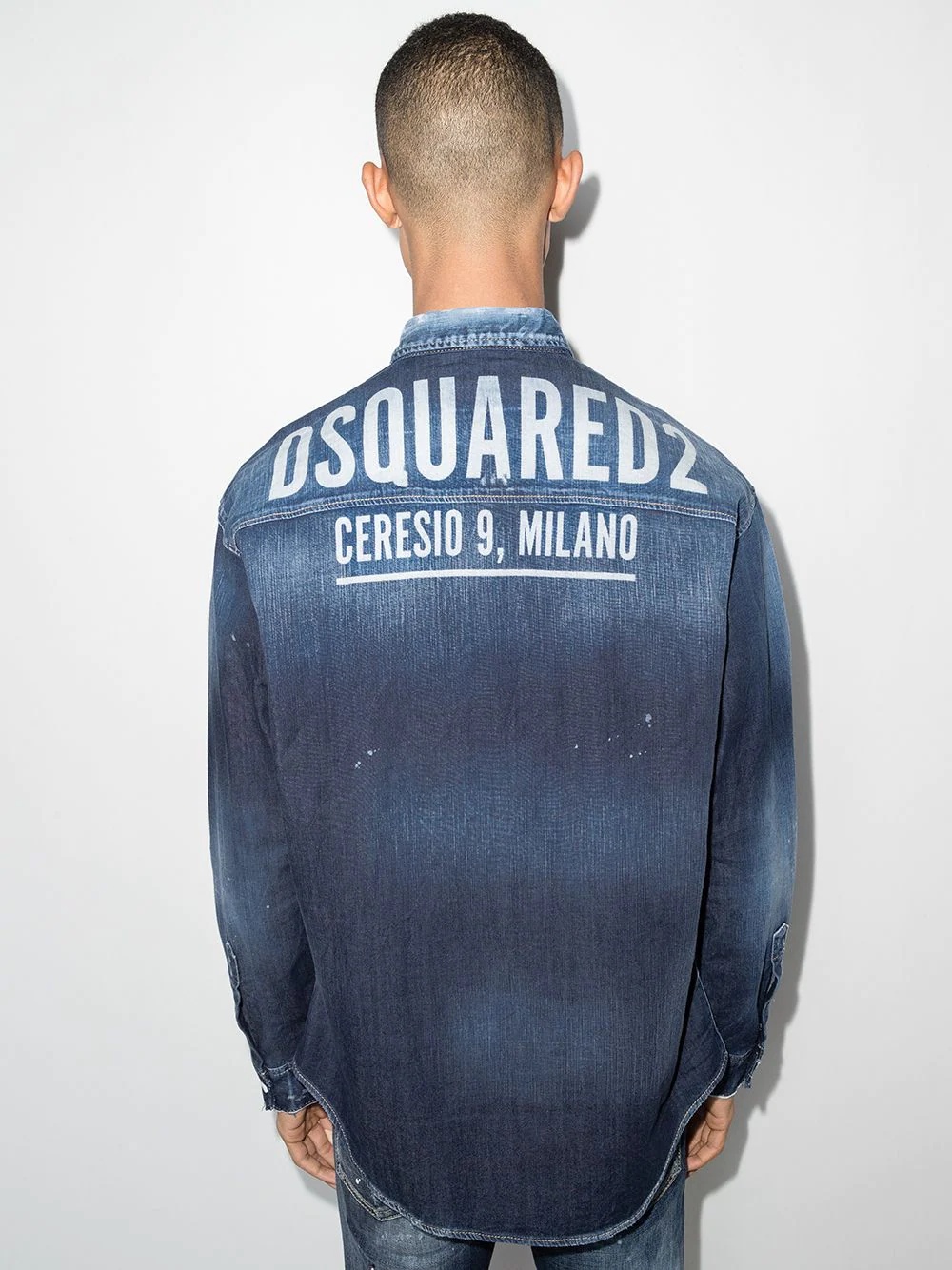 back logo denim shirt - 3