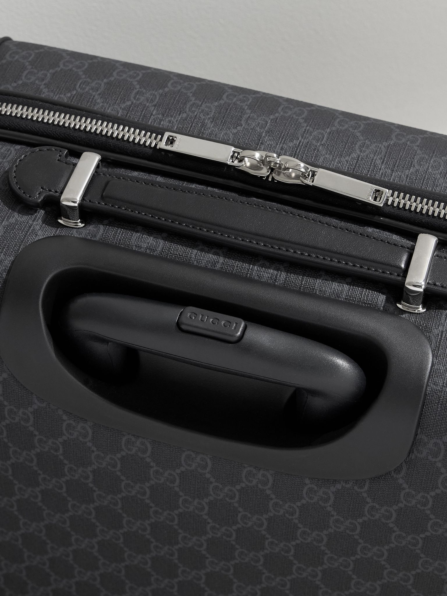 Leather-Trimmed Monogrammed Coated-Canvas Suitcase Black - 4