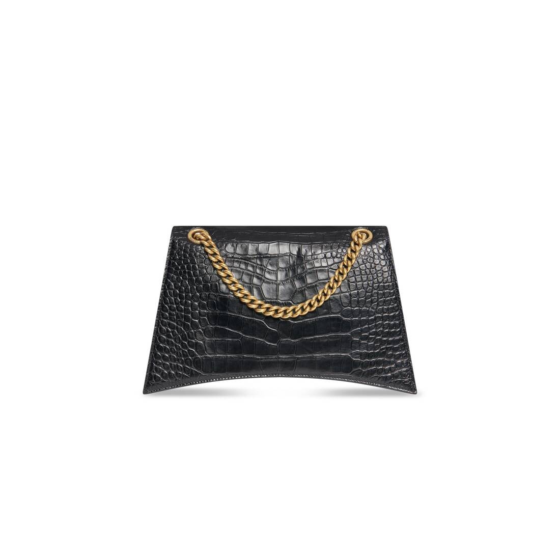 Women's Crush Medium Chain Bag Crocodile Embossed in Black - 4