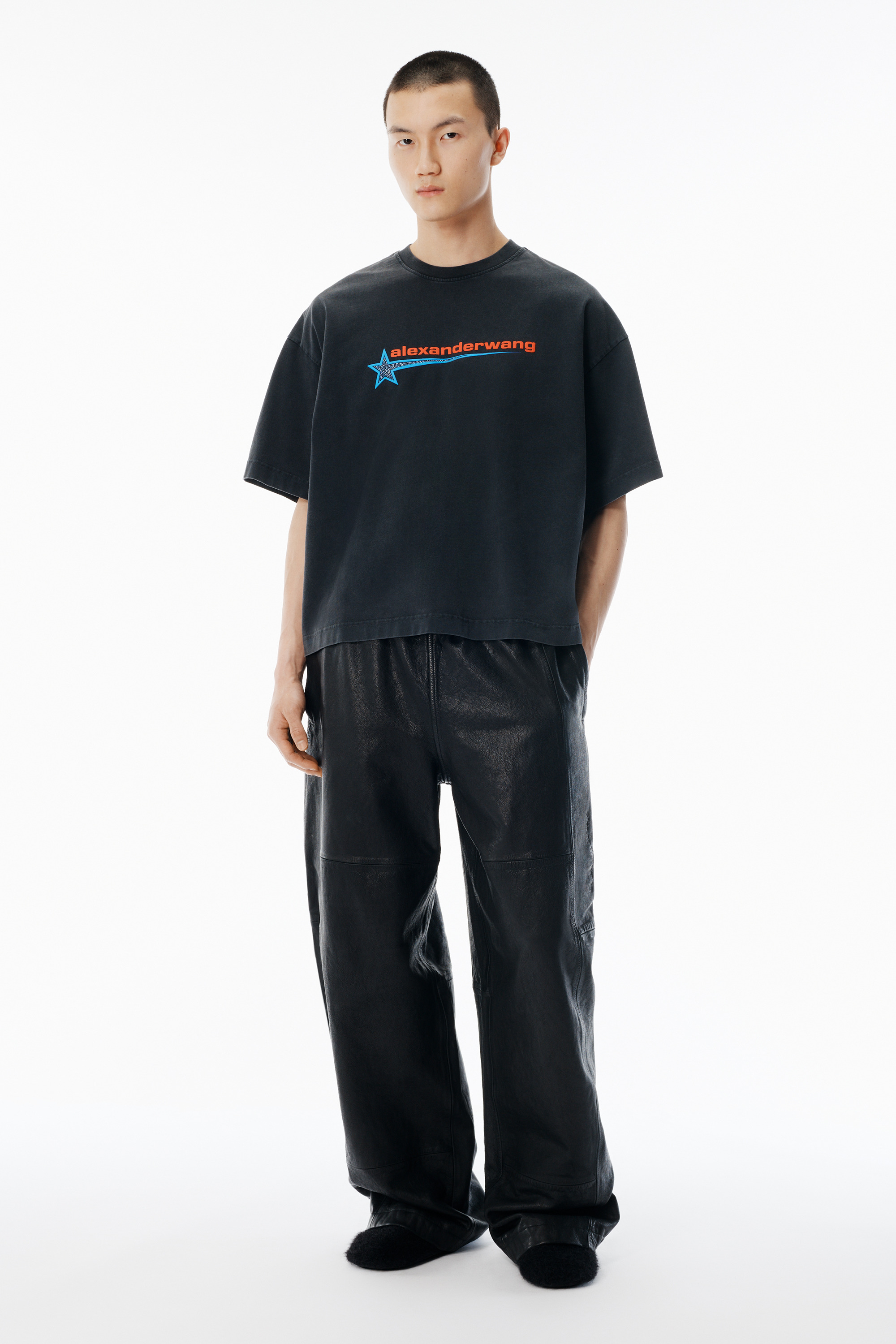 Unisex Washed Black Star Graphic Tee - 5