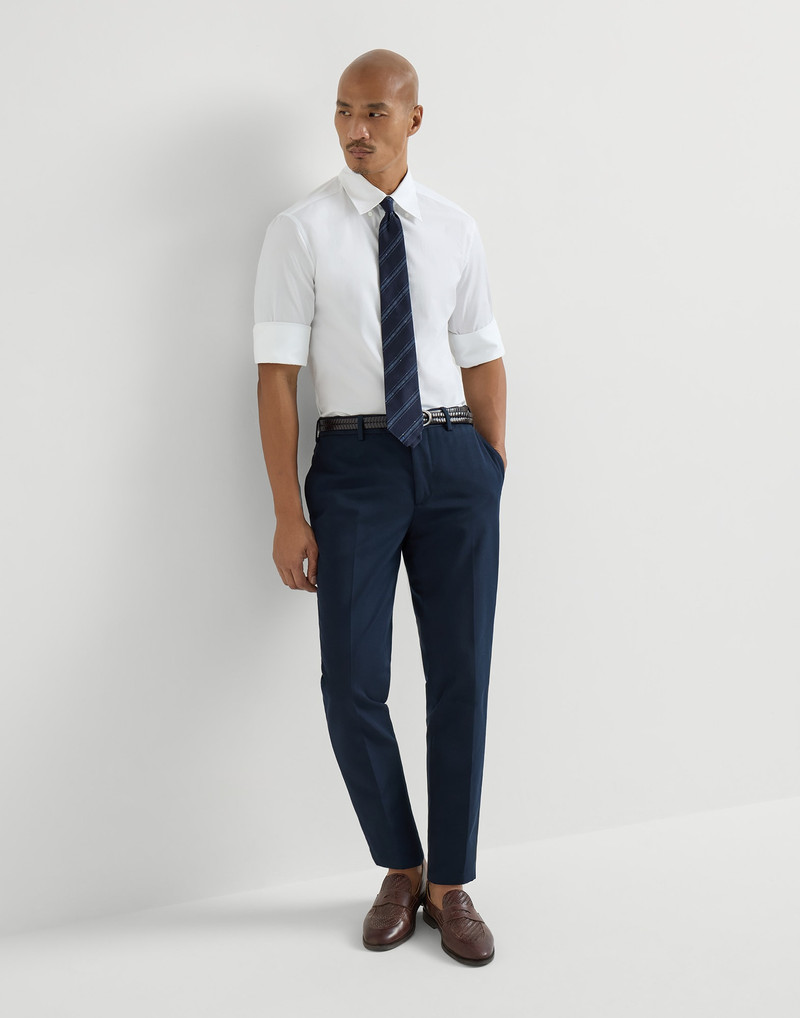 Cotton and virgin wool gabardine Italian fit trousers 5