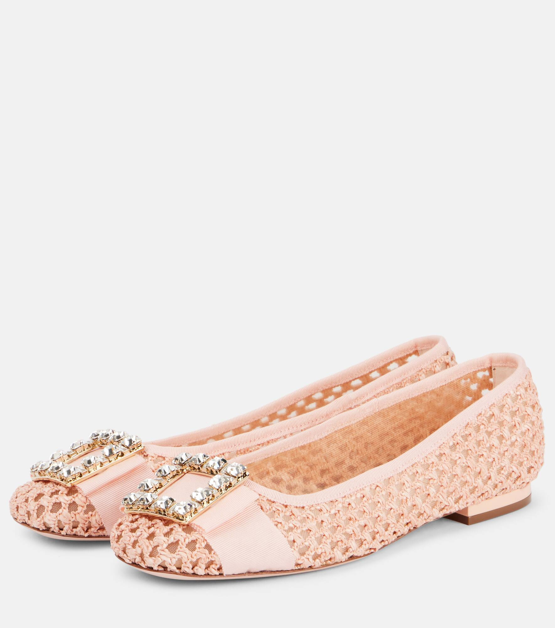Tres Vivier embellished raffia ballet flats - 4