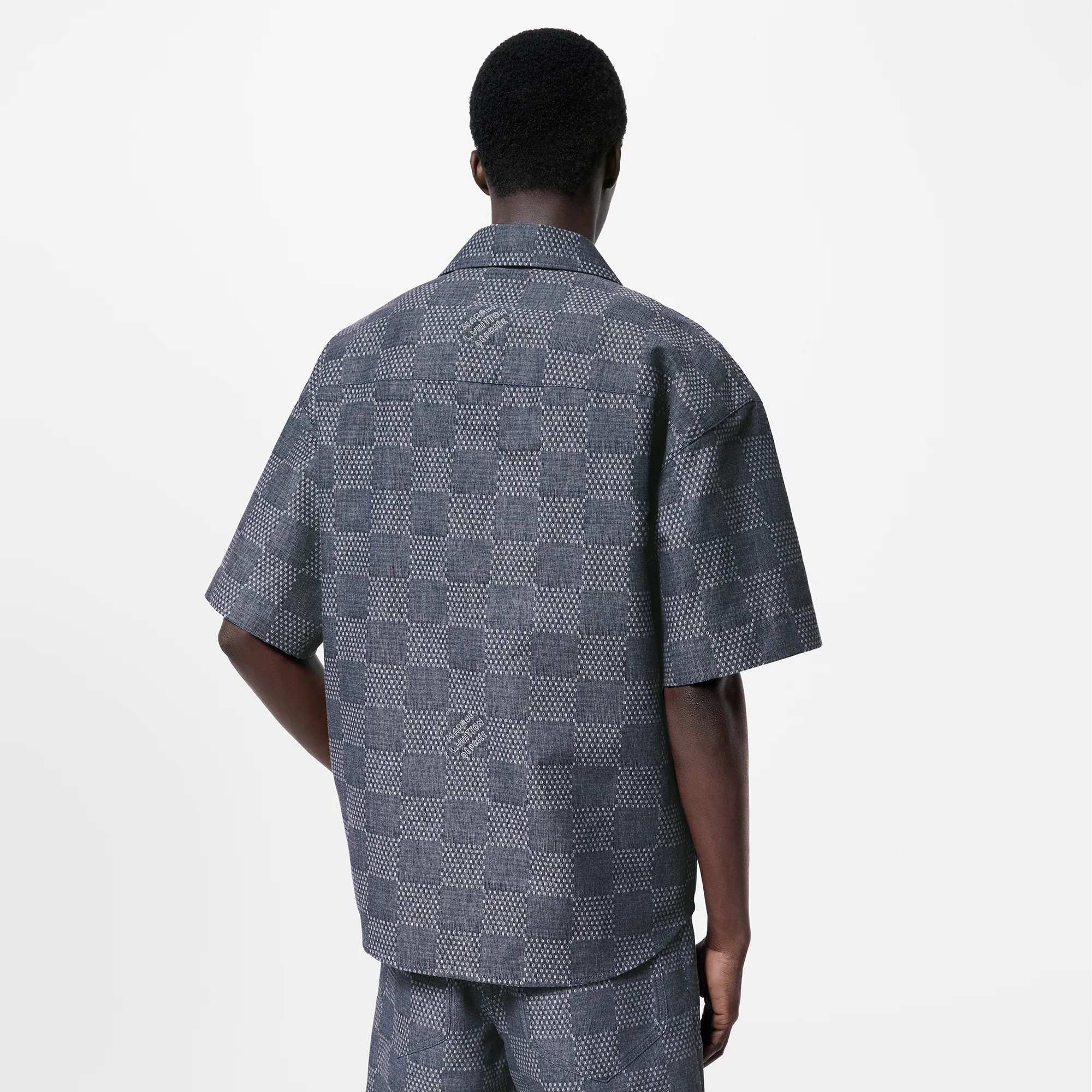 Damier Short-Sleeved Chambray Shirt - 5