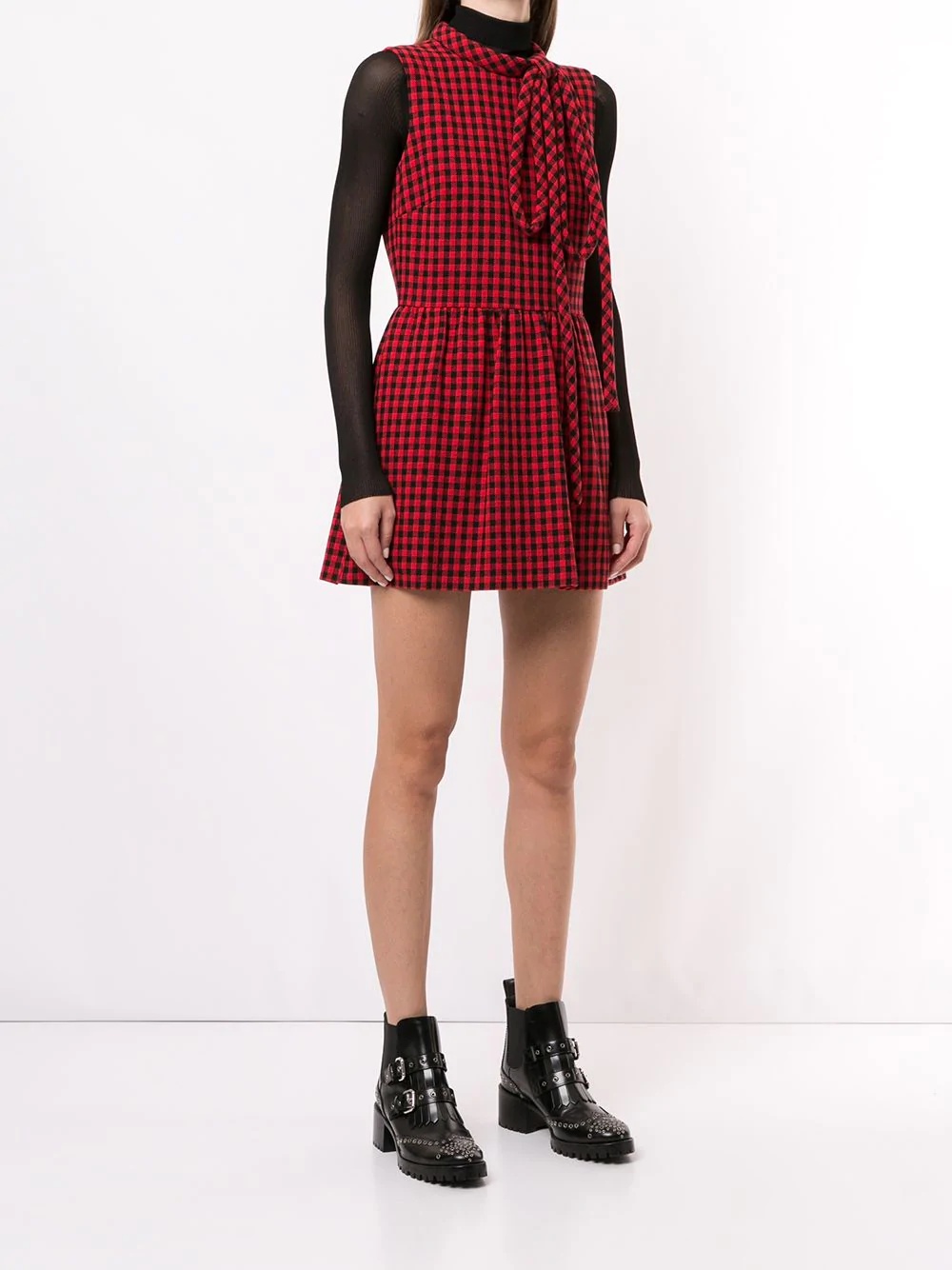 checked flared dress - 3