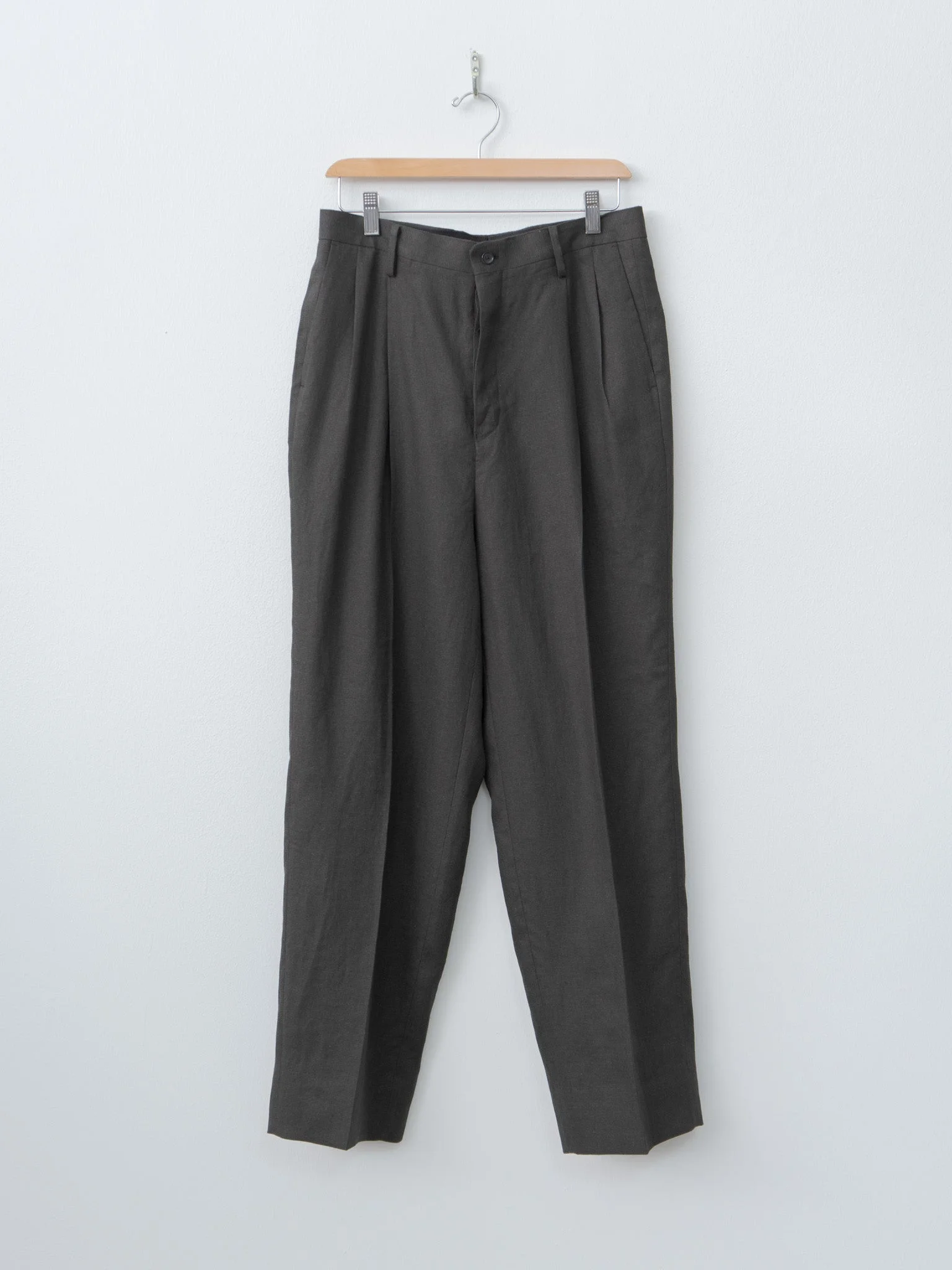Linen Silk Mesh Shoecut Slacks - Ink Black - 1