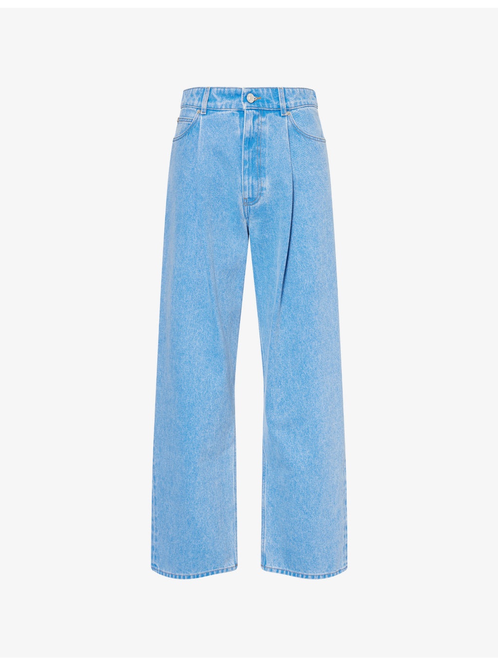 Straight-Leg Topstitched Denim Jeans - 1