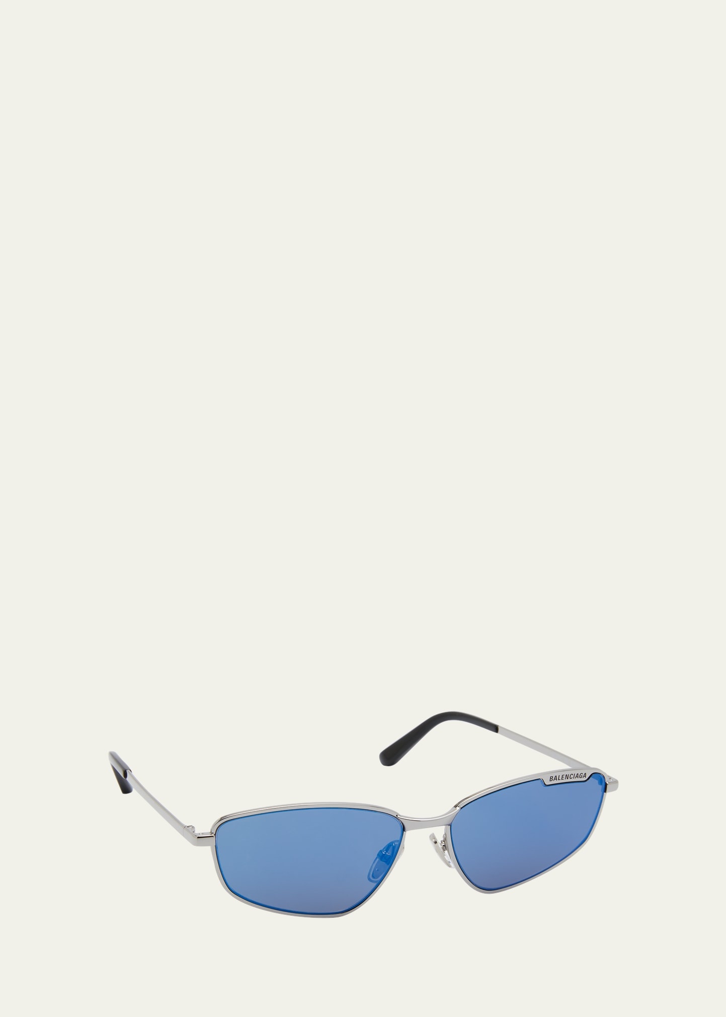 Men's Metal Cat-Eye Sunglasses with Logo - 1
