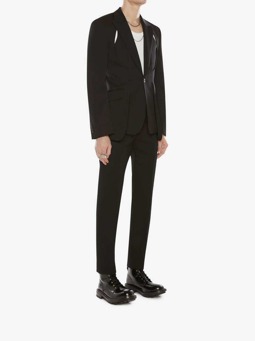 Japanese Wool Barathea Cigarette Trousers in Black - 3