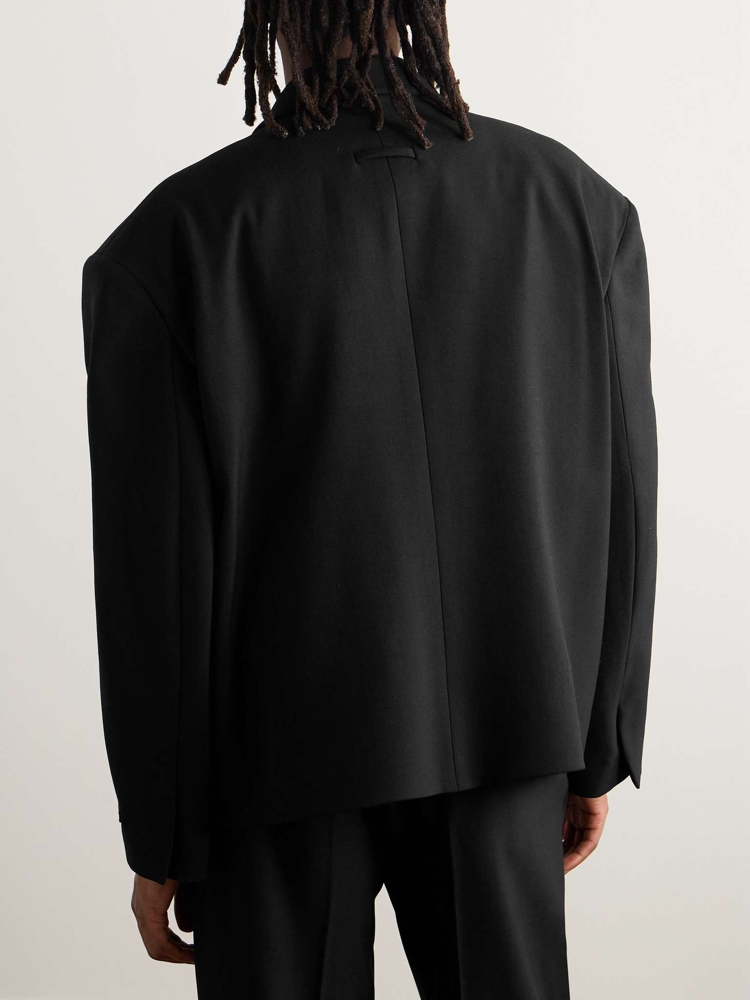 Double-Breasted Cropped Wool-Gabardine Blazer - 4