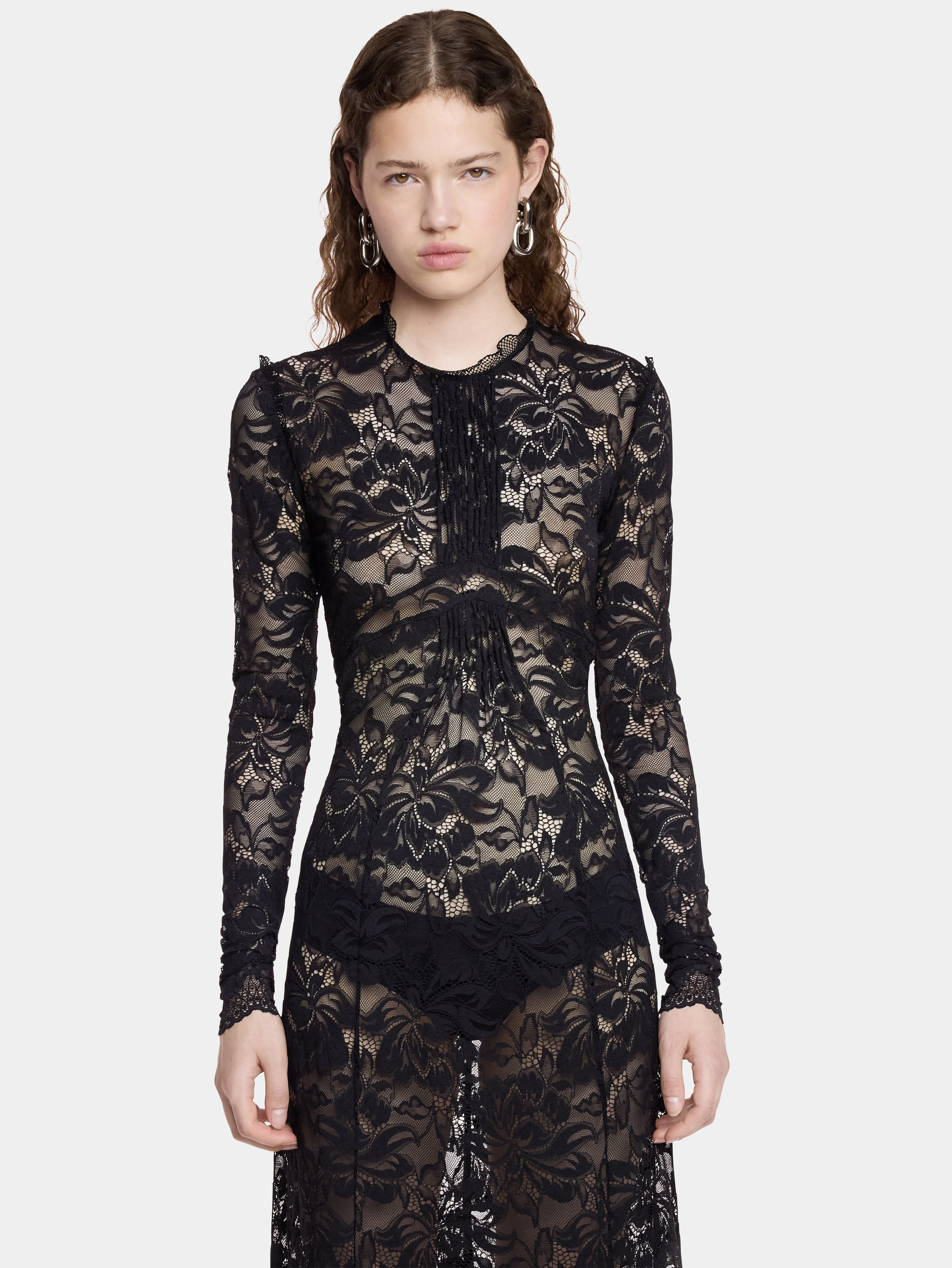 BLACK LONG DRESS IN LACE - 3