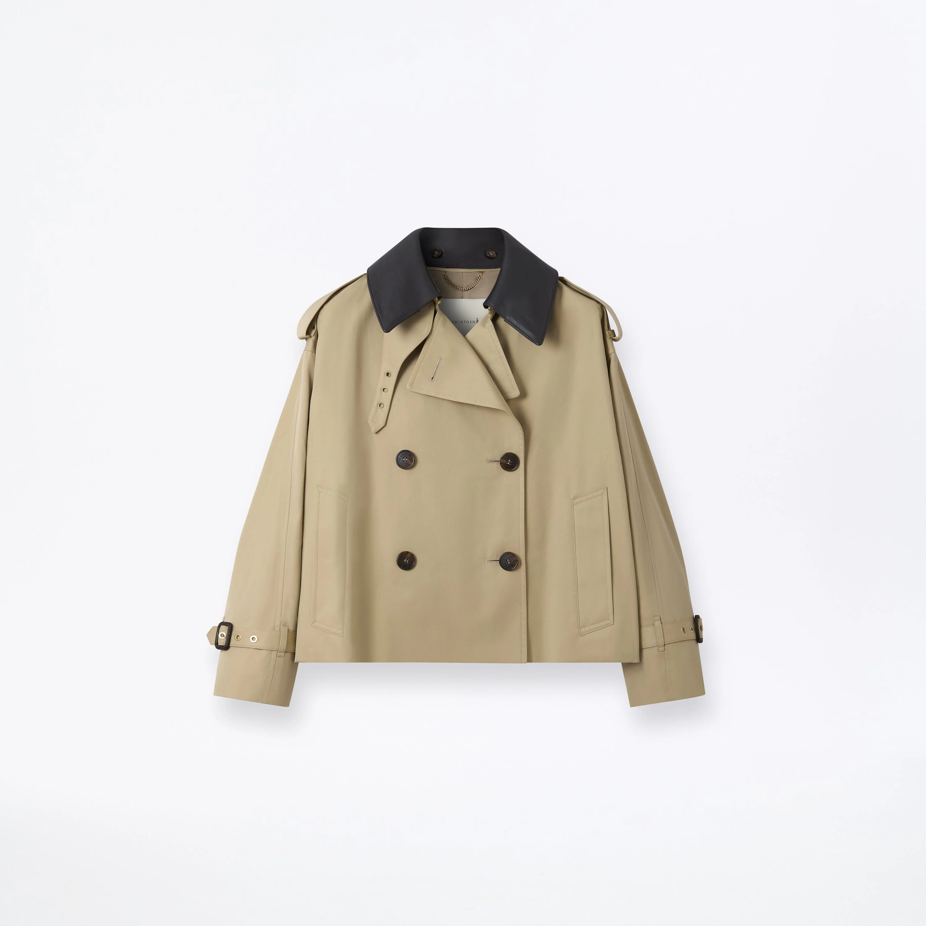 Eyemouth Gabardine Double Breasted Short Trench Coat - 1