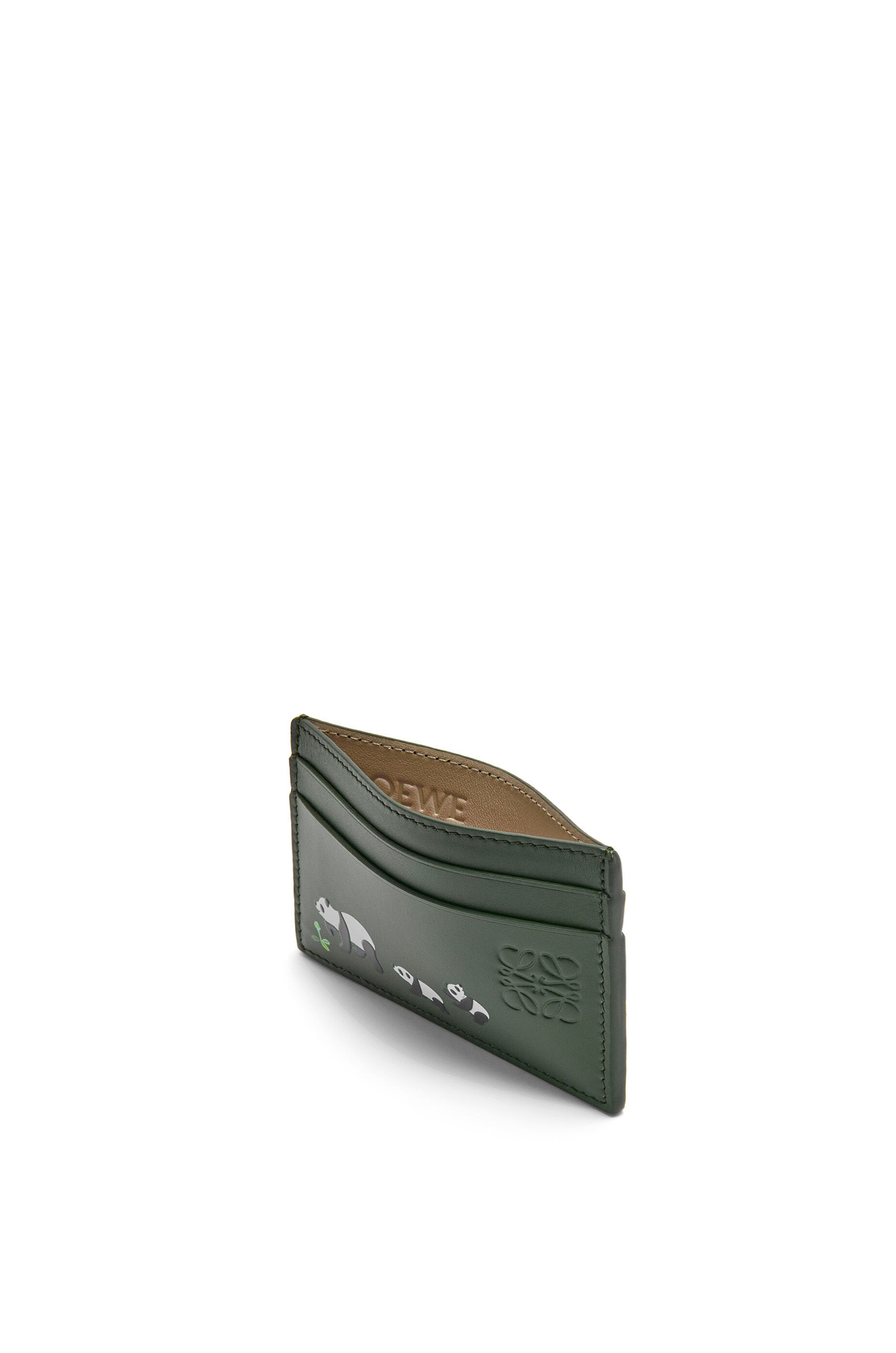Panda plain cardholder in satin calfskin - 2