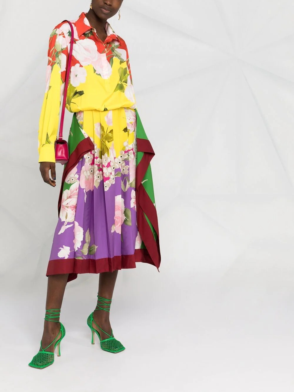 pleated floral-print midi dress - 2