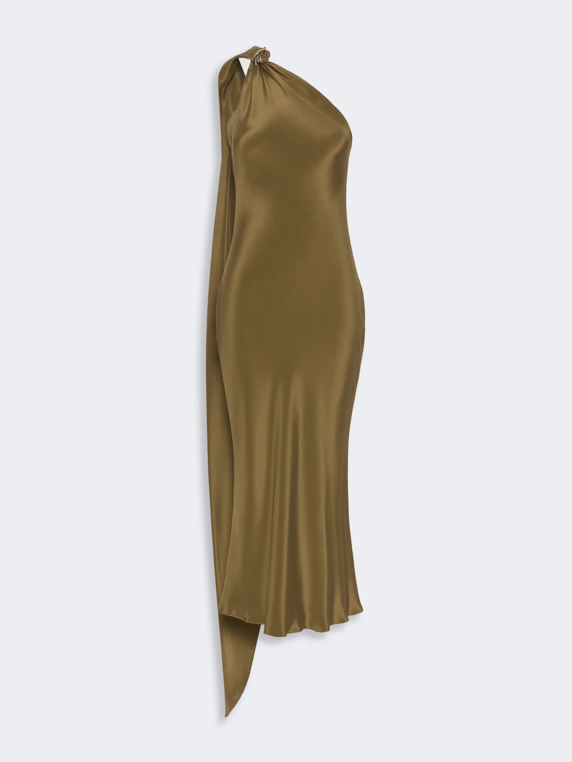 VASTO Silk crepe de chine one-shoulder dress - MUD - 1