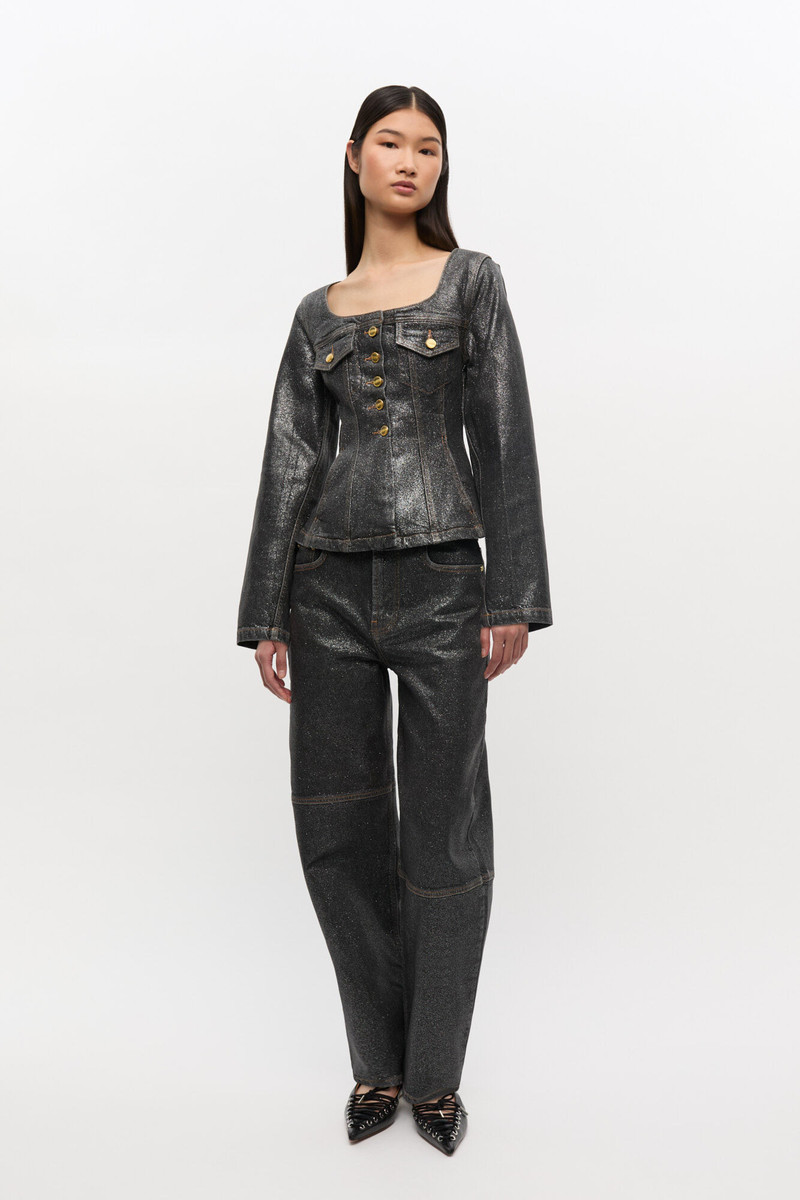 SHIMMERY FOIL DENIM BLAZER 3
