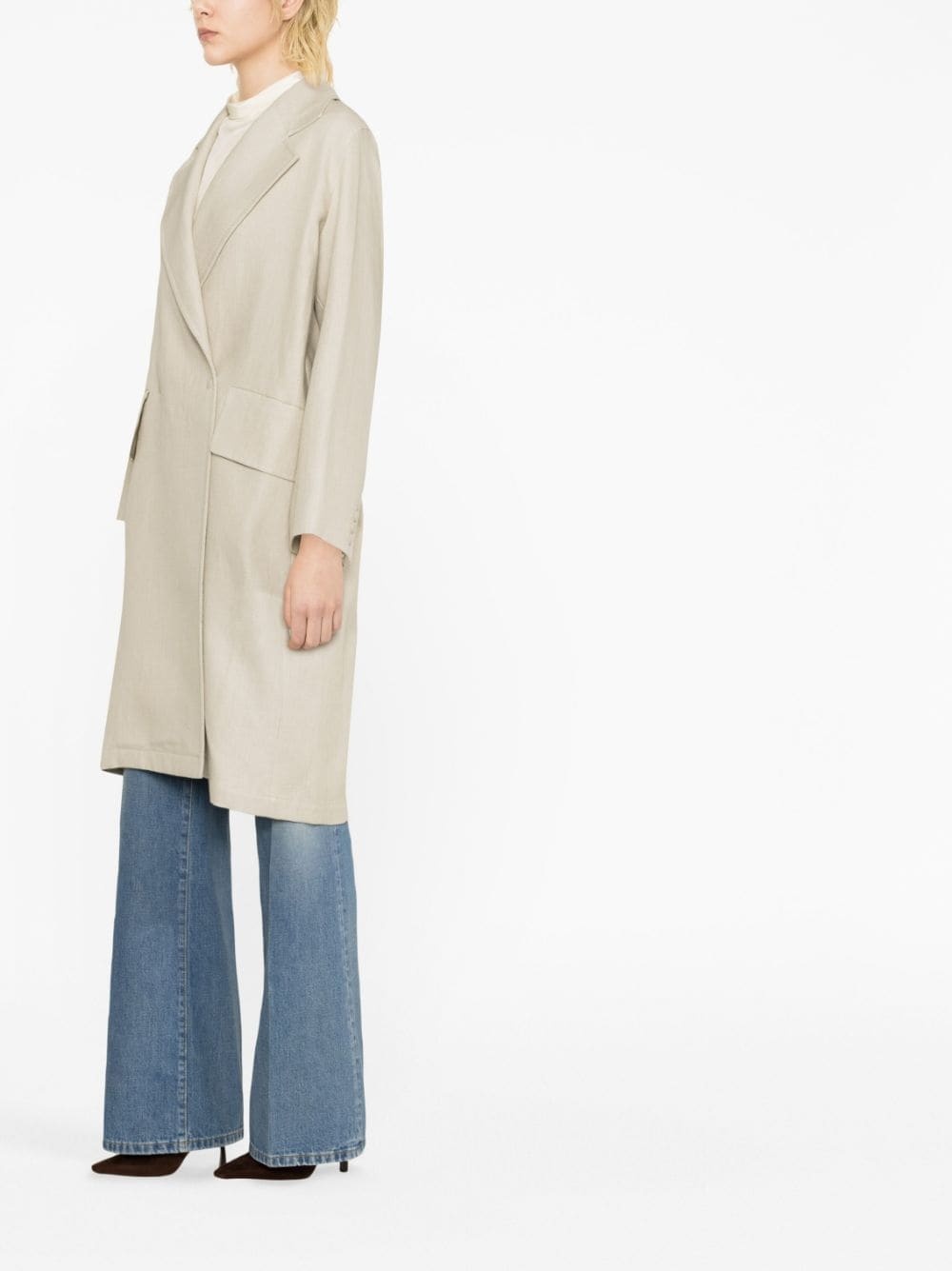 double-breasted duster coat - 2