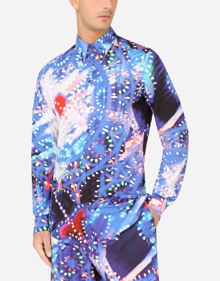 Cotton Martini-fit shirt with illumination print - 4