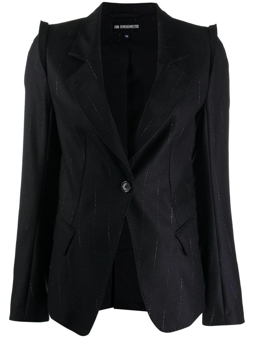 lapel-fastening striped blazer - 1