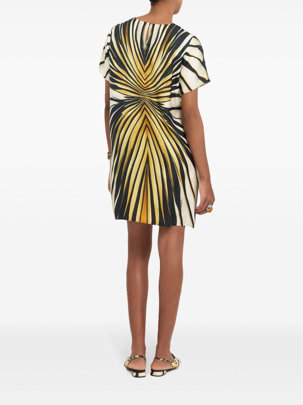 abstract-print silk dress - 4