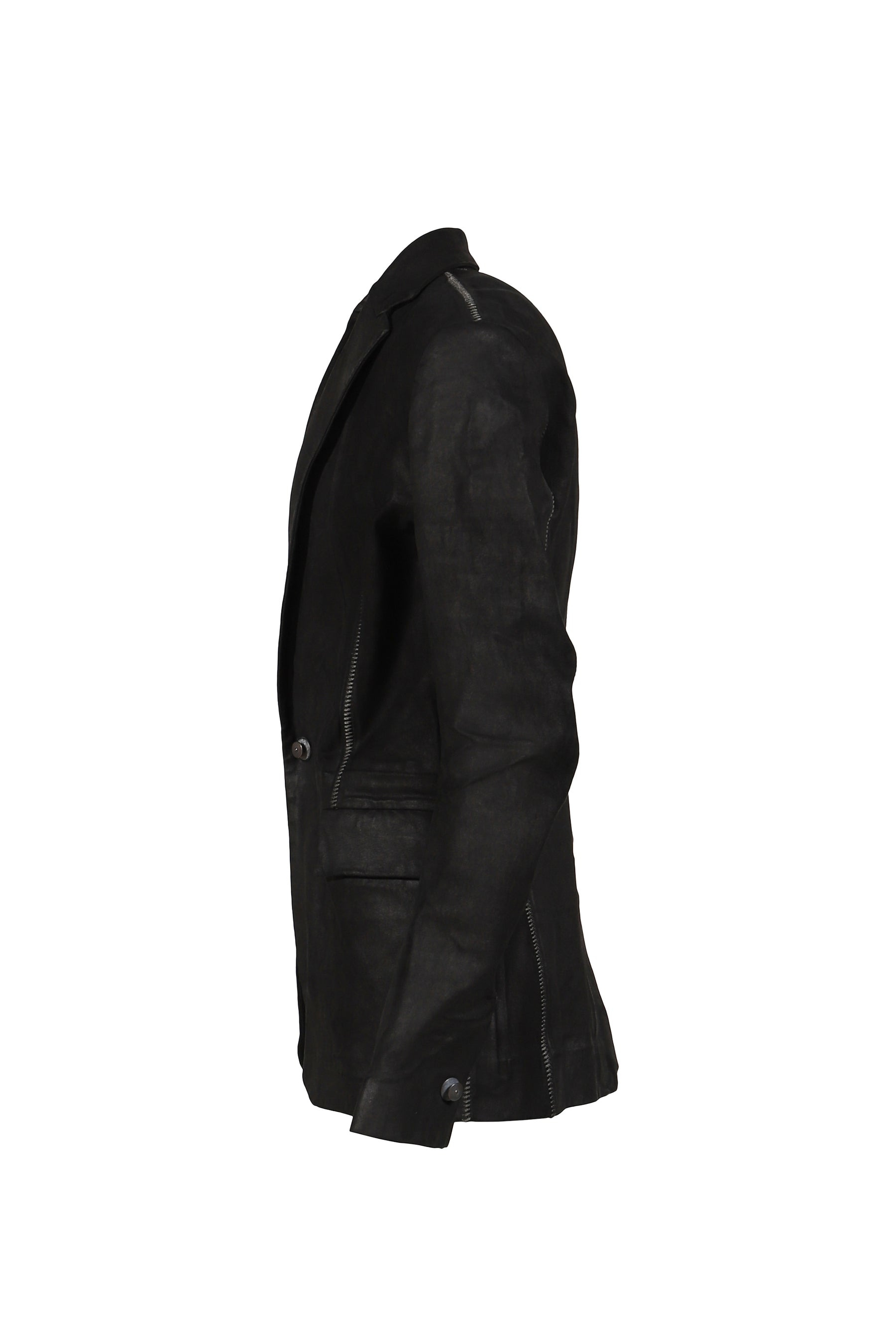 "PIONNIER"STRETCH LEATHER CLASSIC BLAZER / NOIR - 7