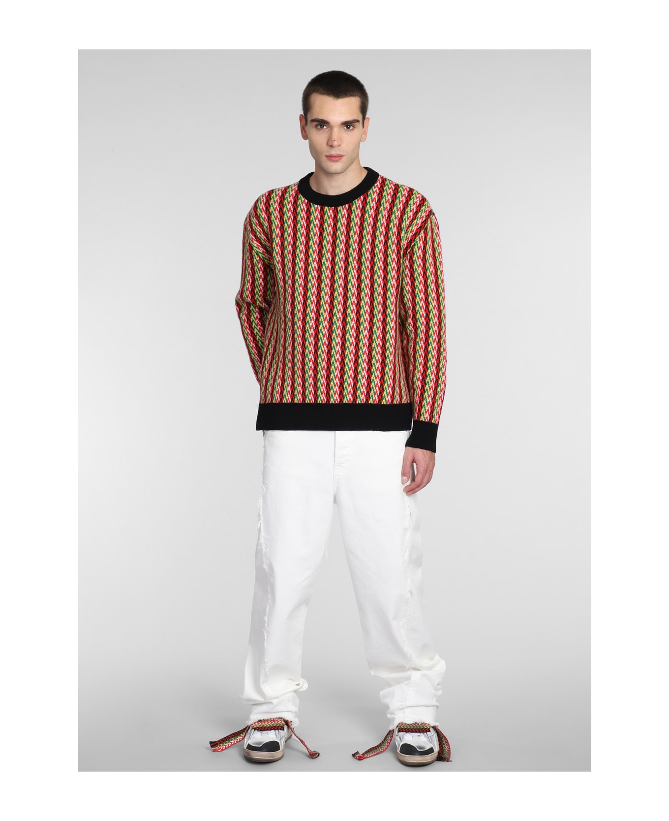 Sweater With Multicolored Chevron Motif - 2