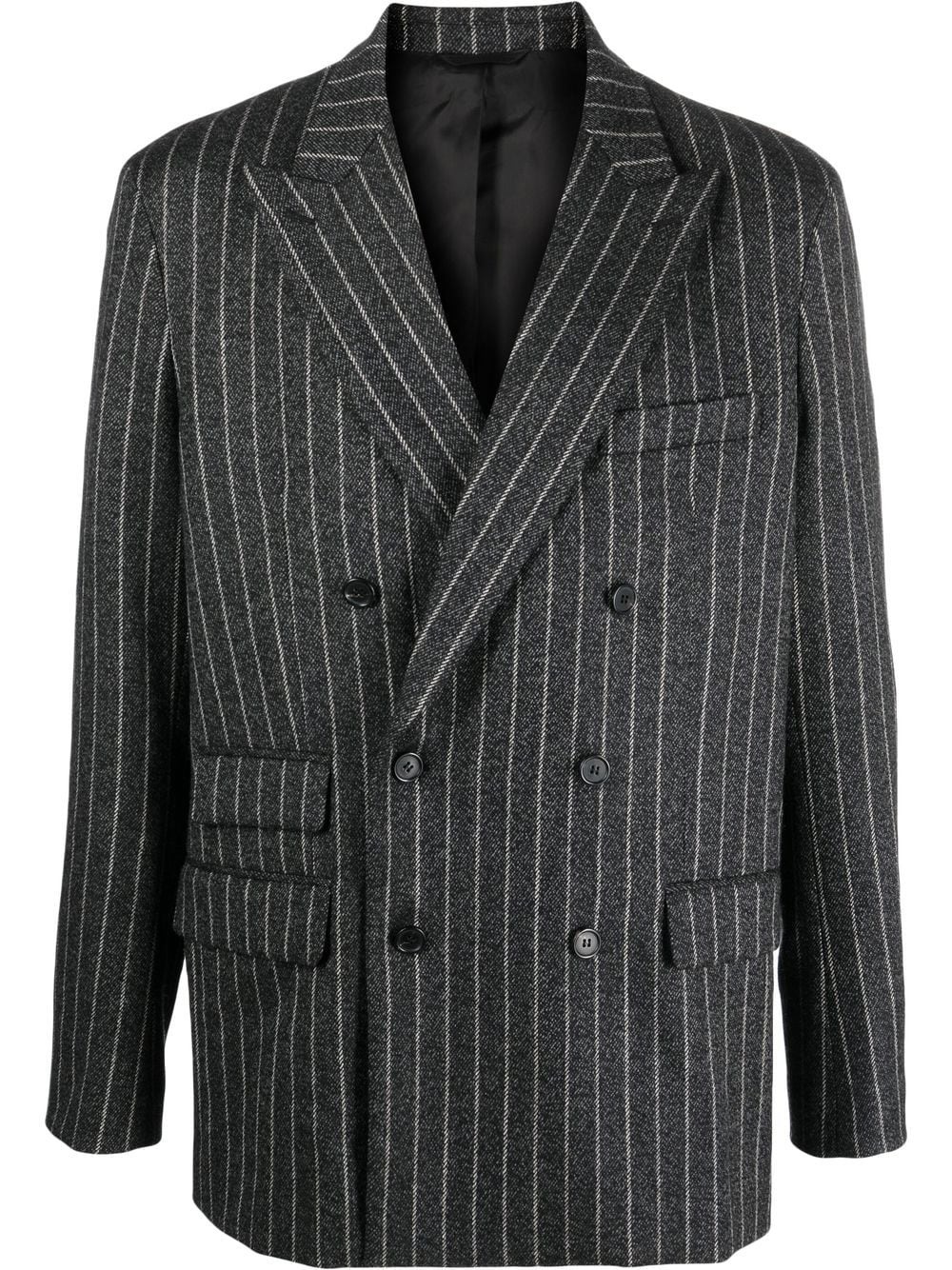 double-breasted pinstriped blazer - 1