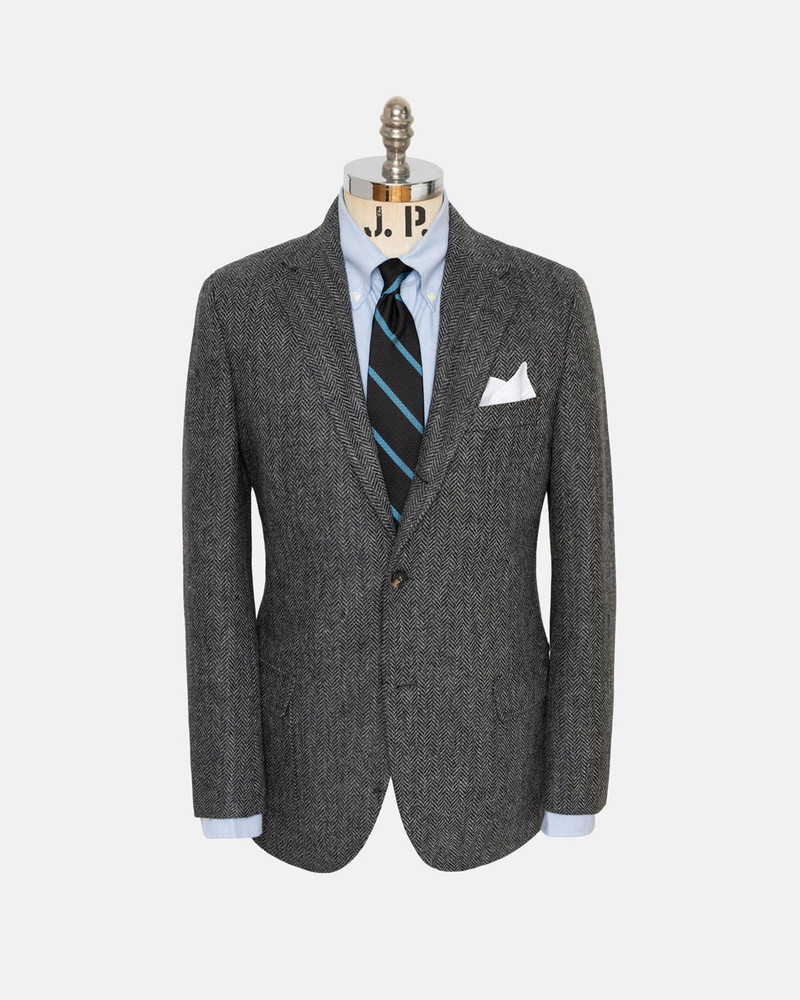 GREY HERRINGBONE WOOL SPORT COAT - TRIM FIT 1