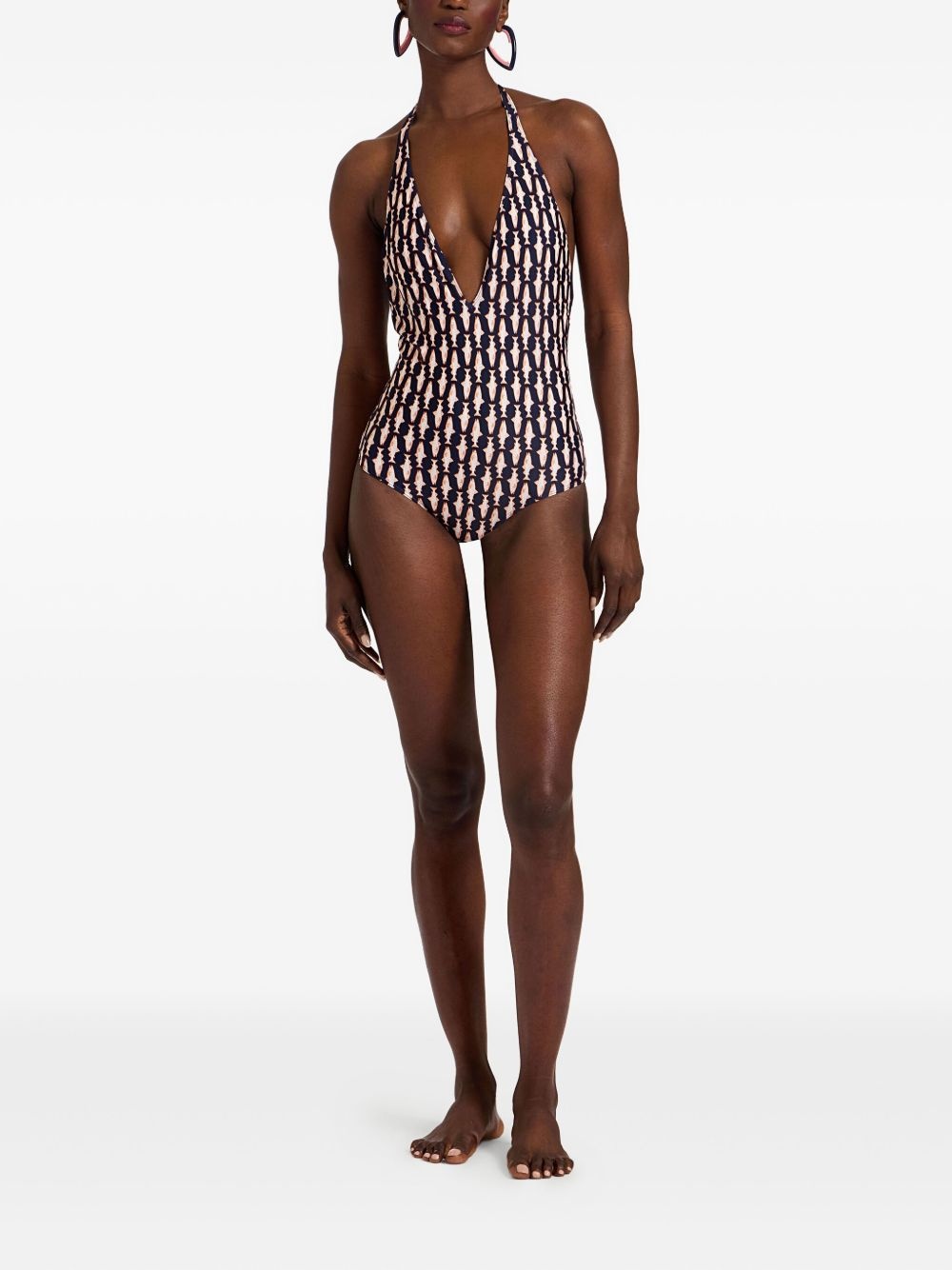 fish-print halter swimsuit - 3