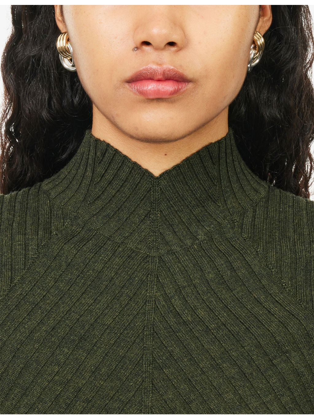Ribbed High-Neck Wool Top - 5
