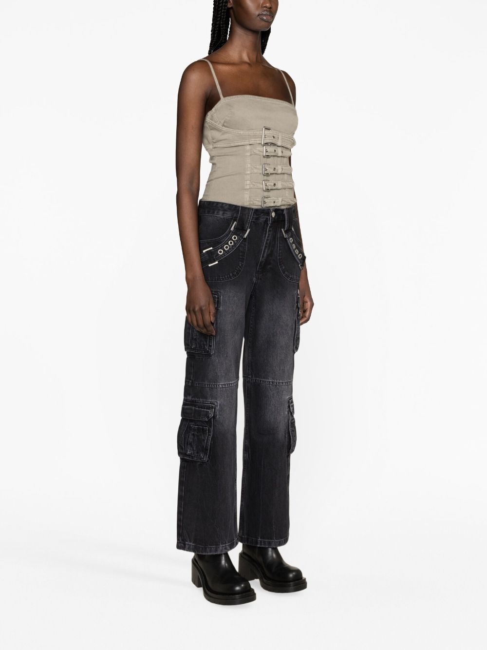 Harness Strap cargo jeans - 4