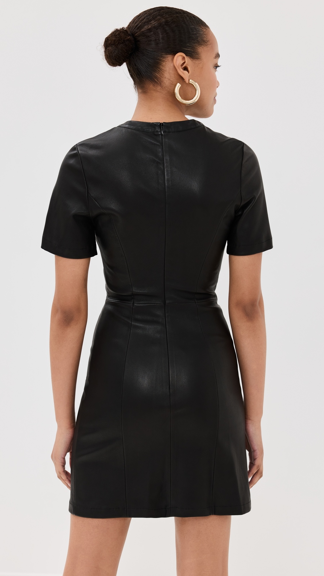 Short Gathered Dress in Lambskin - 2