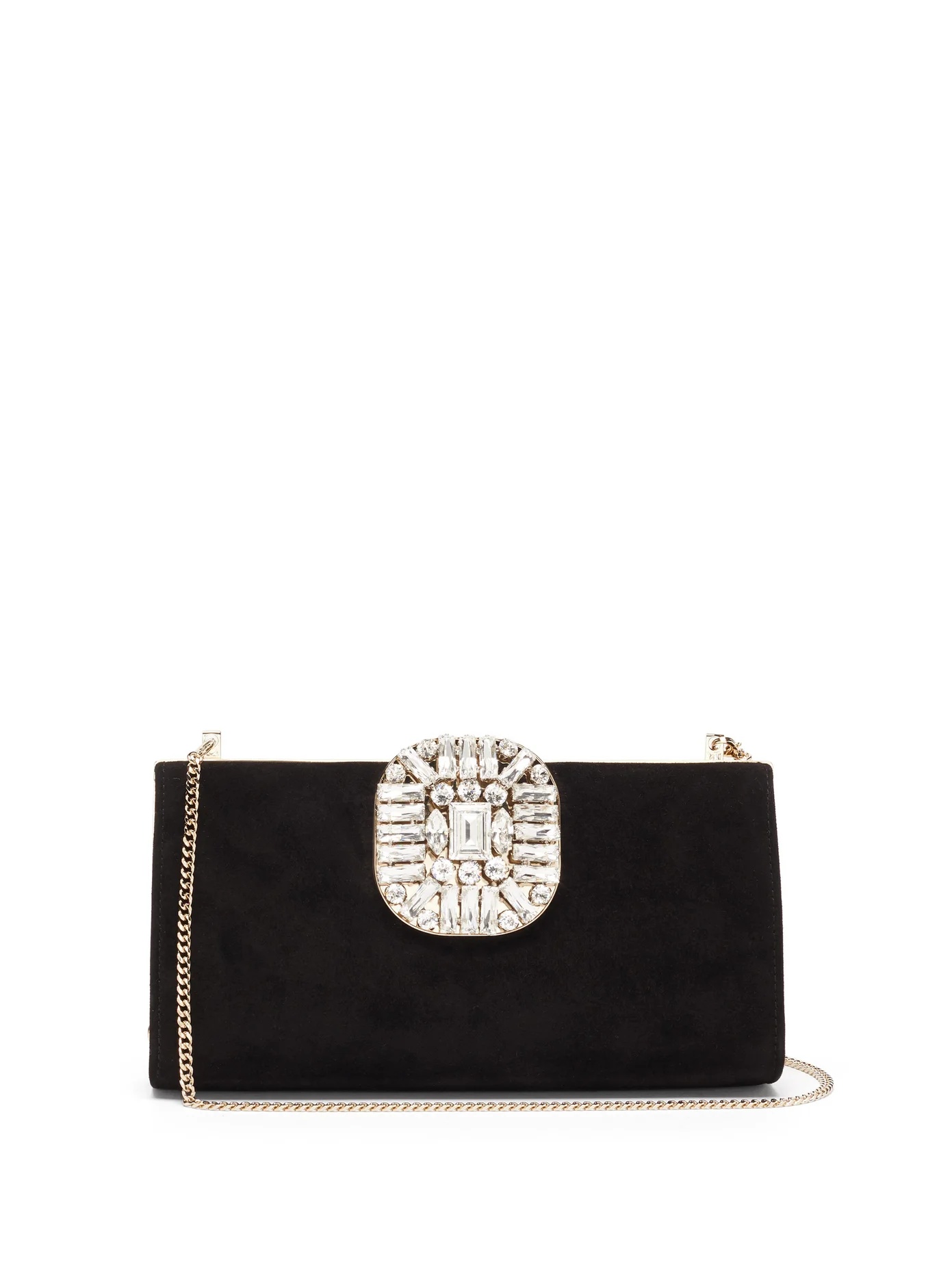 Leonis crystal-embellished suede shoulder bag - 1