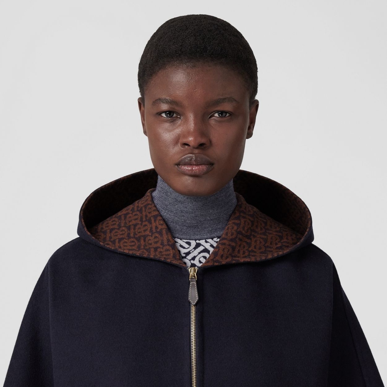 Wool Cashmere Oversized Hooded Cape - 3