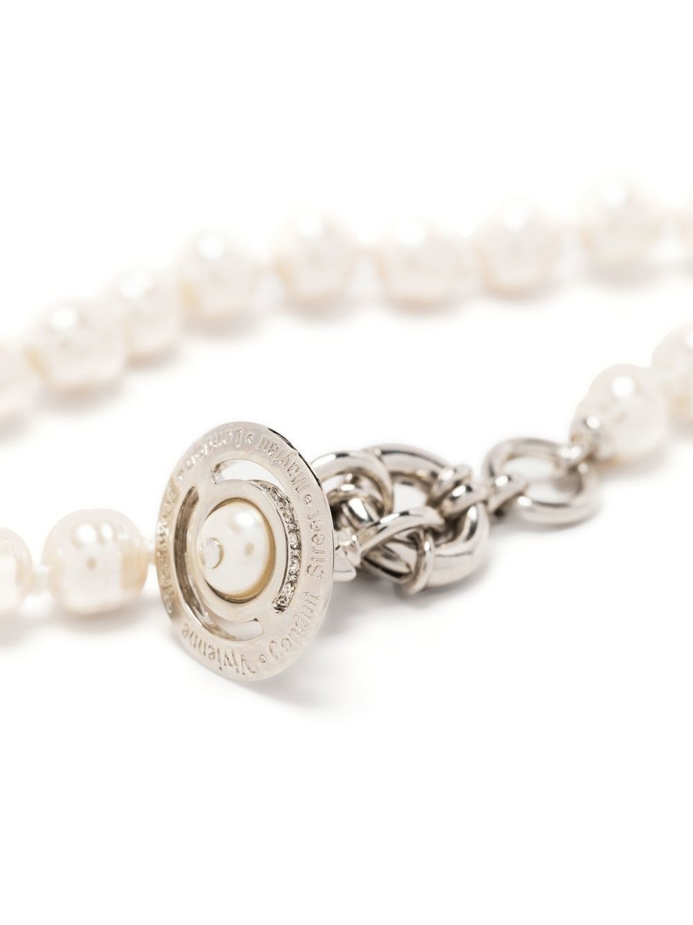 logo-charm pearl bracelet - 3