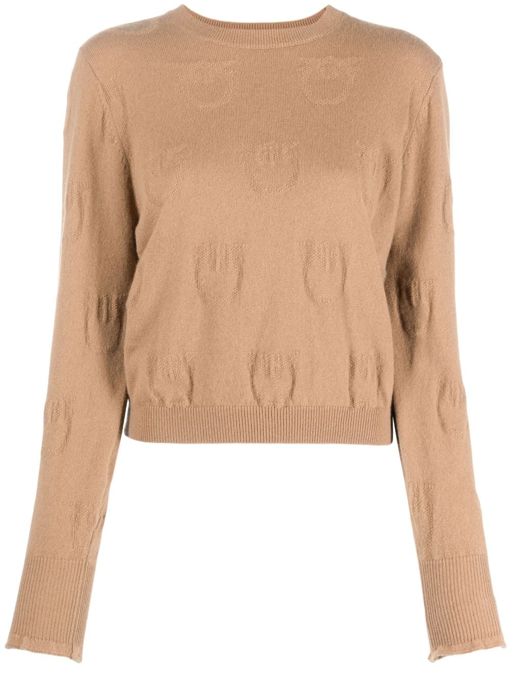 logo-debossed cashmere top - 1