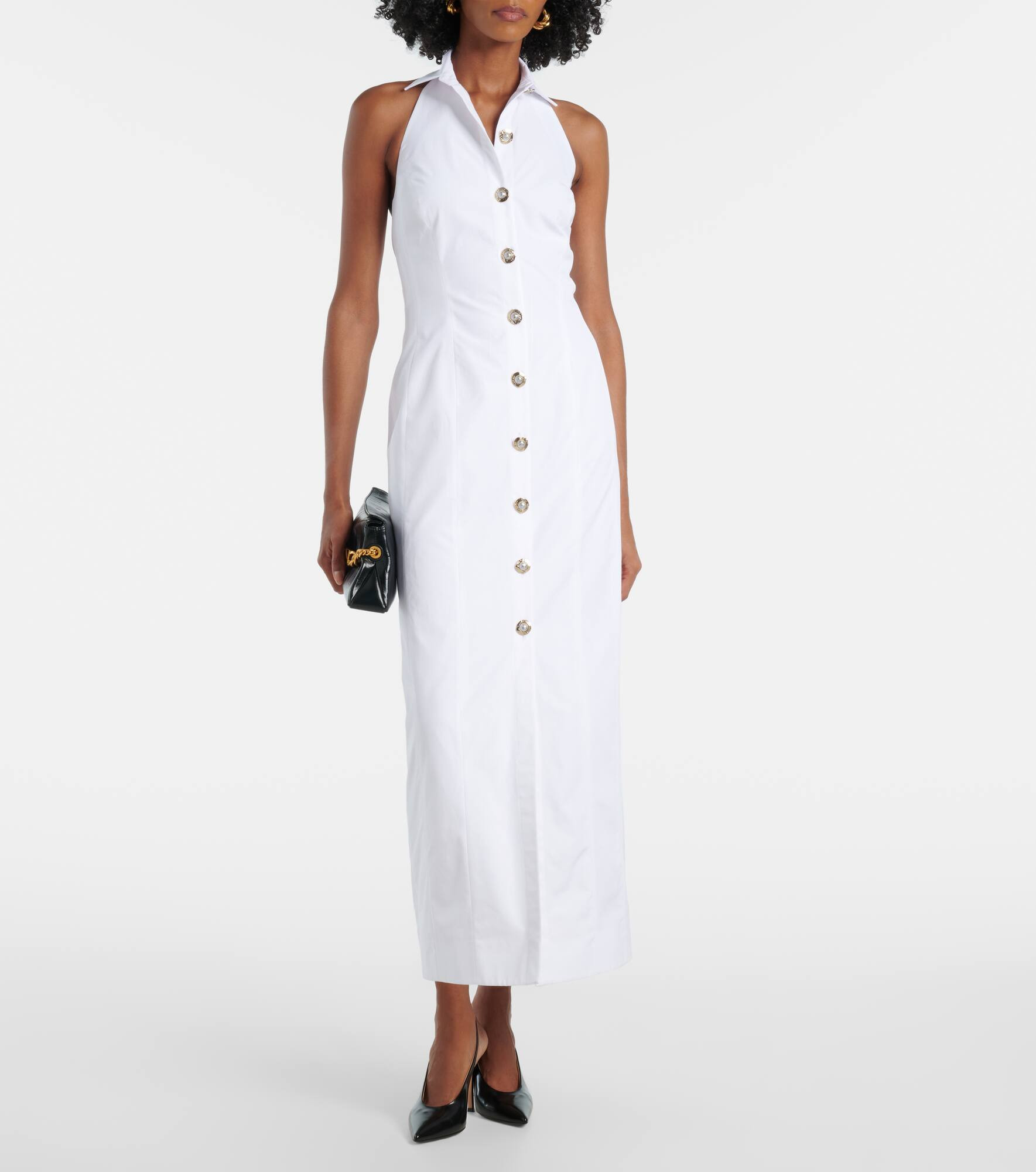 Open-back buttoned poplin shirt dress - 2