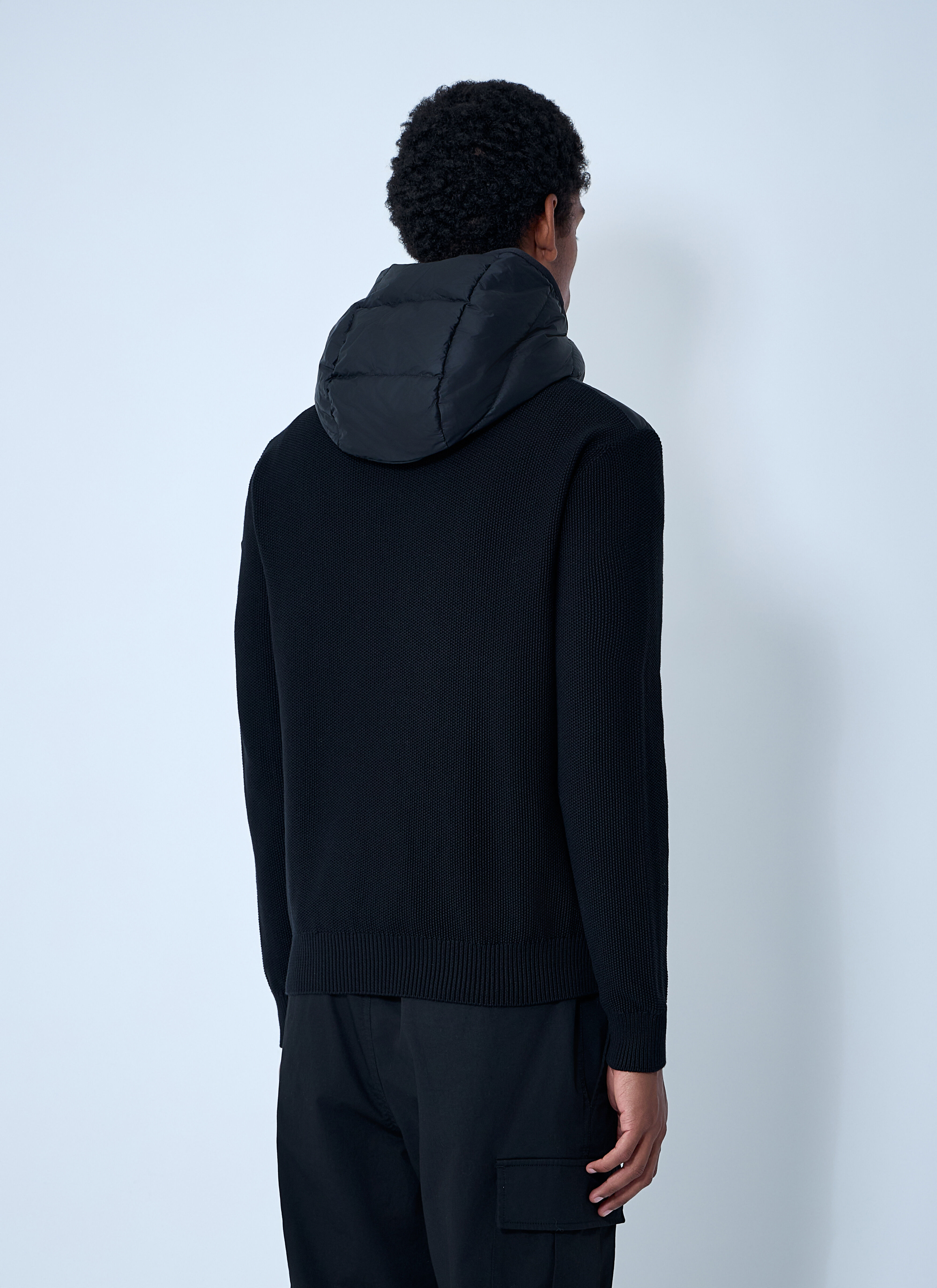 Quilted Knit Hooded Cardigan - 4
