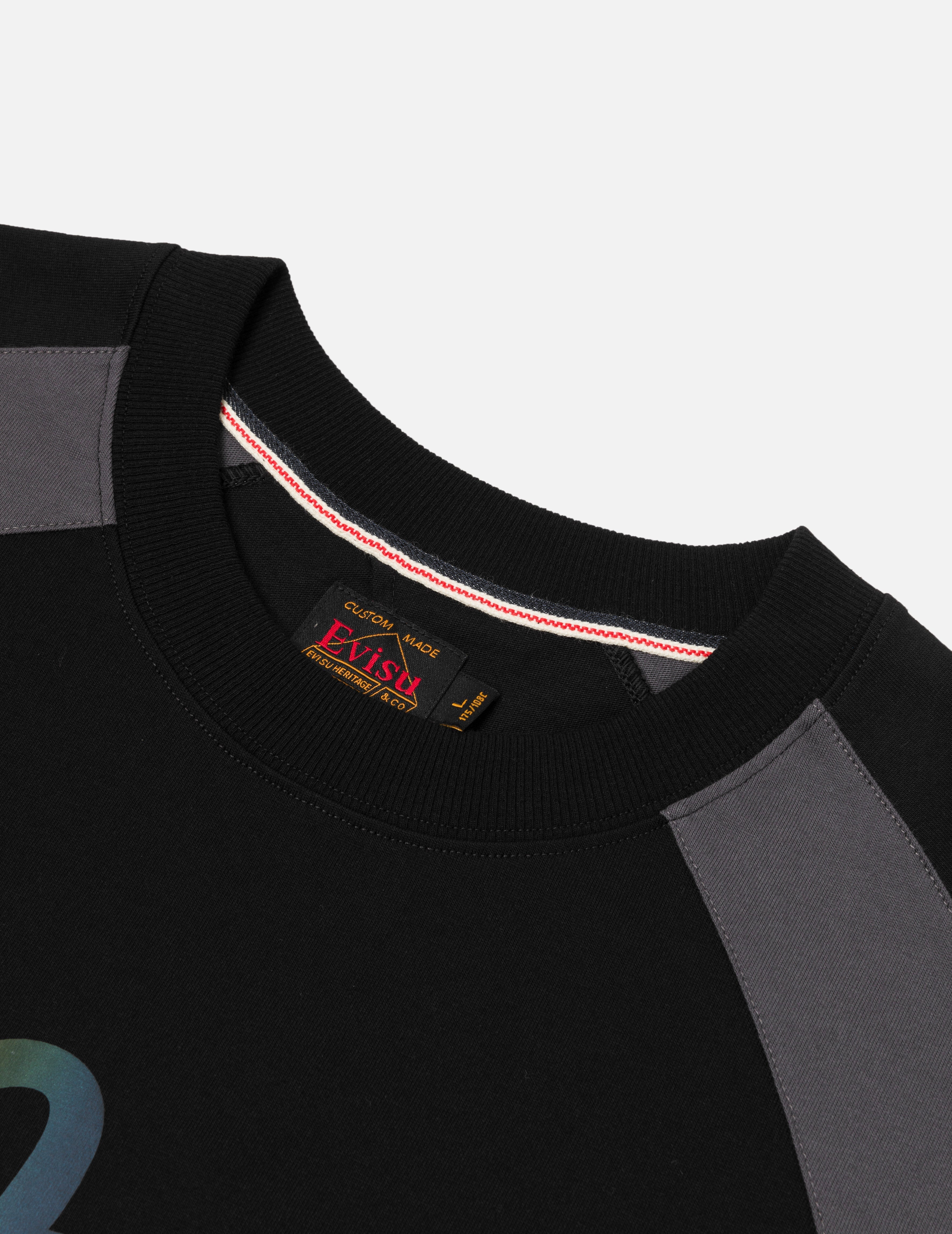 Panel Blocking with Colorful Logo Print Loose Fit T-Shirt - 7