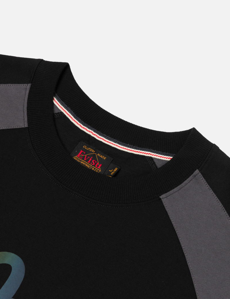 Panel Blocking with Colorful Logo Print Loose Fit T-Shirt 7