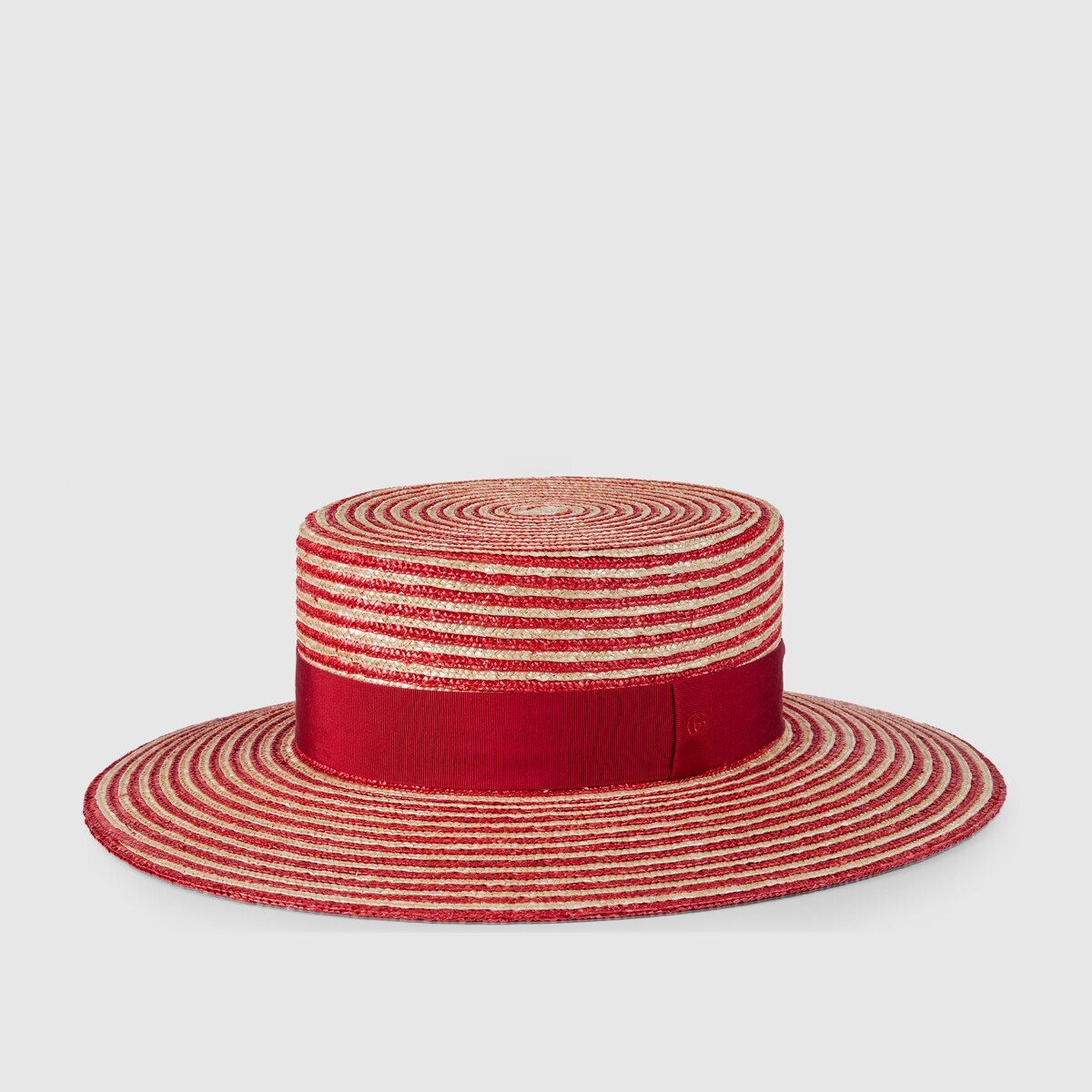 Striped raffia wide-brimmed hat - 4