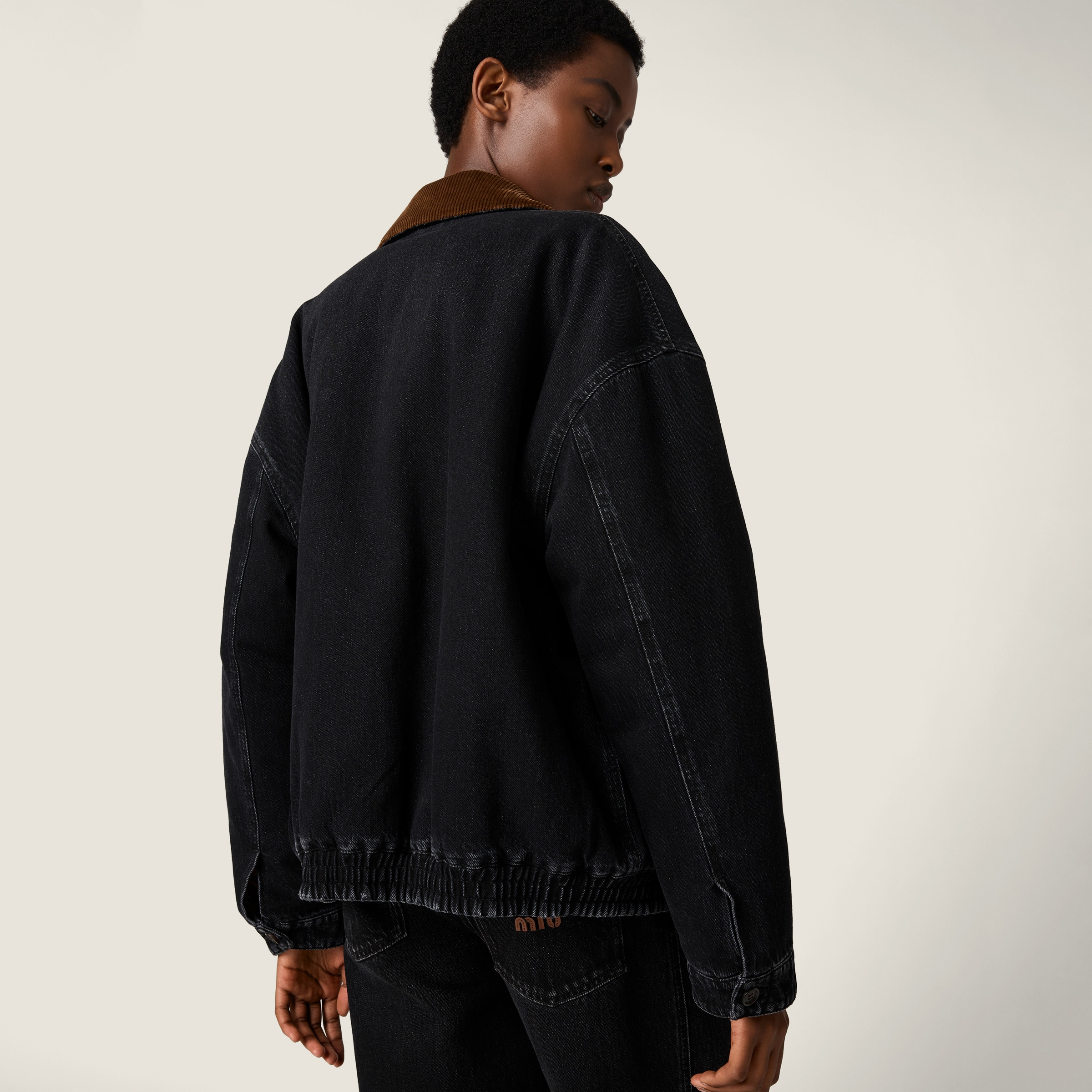 Black denim blouson jacket - 3