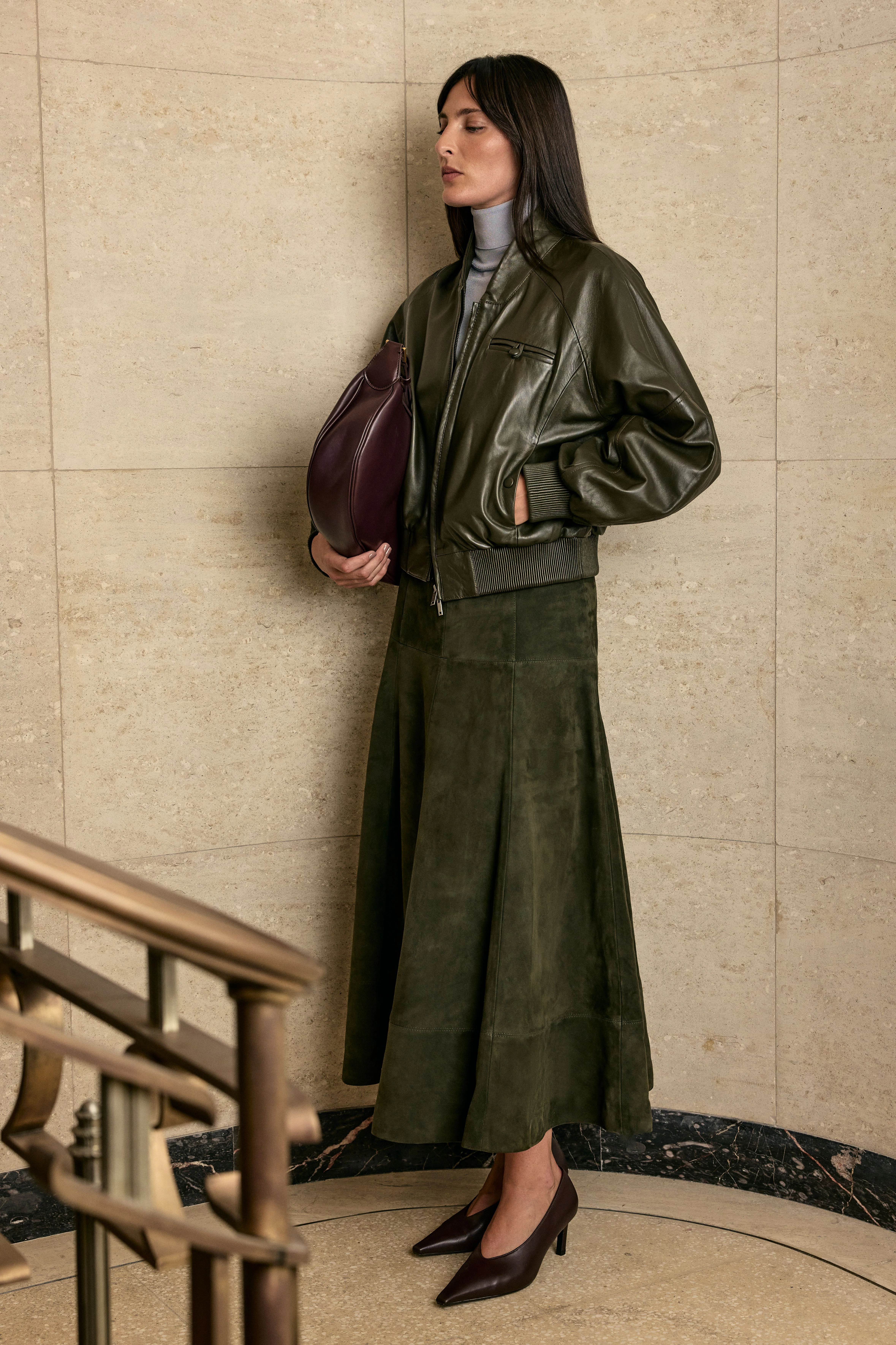 Harper's Bazaar Suede Full Midi Skirt - 1