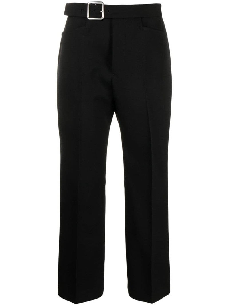 buckled pleated flared wool trousers 1