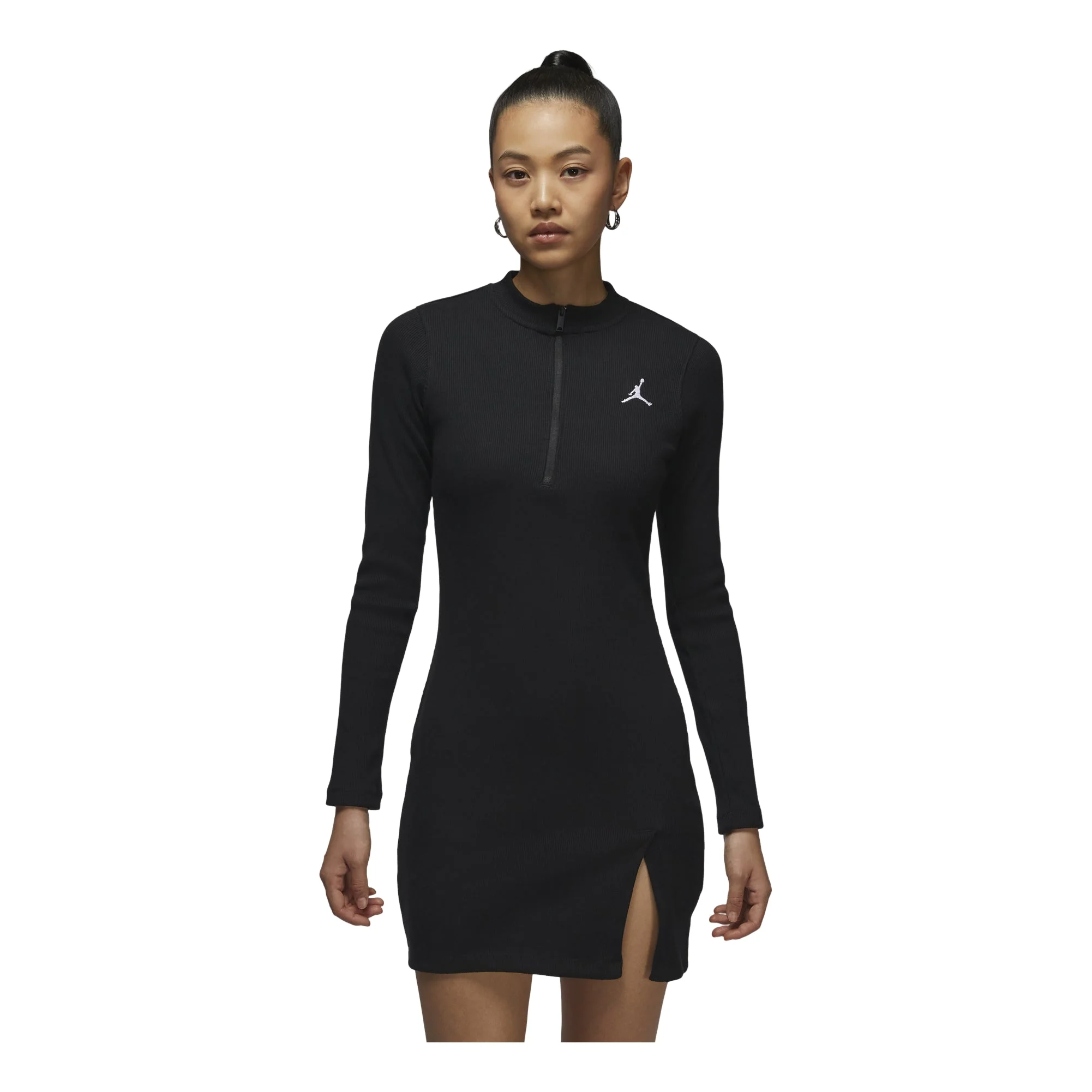 (WMNS) Air Jordan 1/2-Zip Long Sleeve Knit Dress Asia Sizing 'Black' HF9478-010 - 1